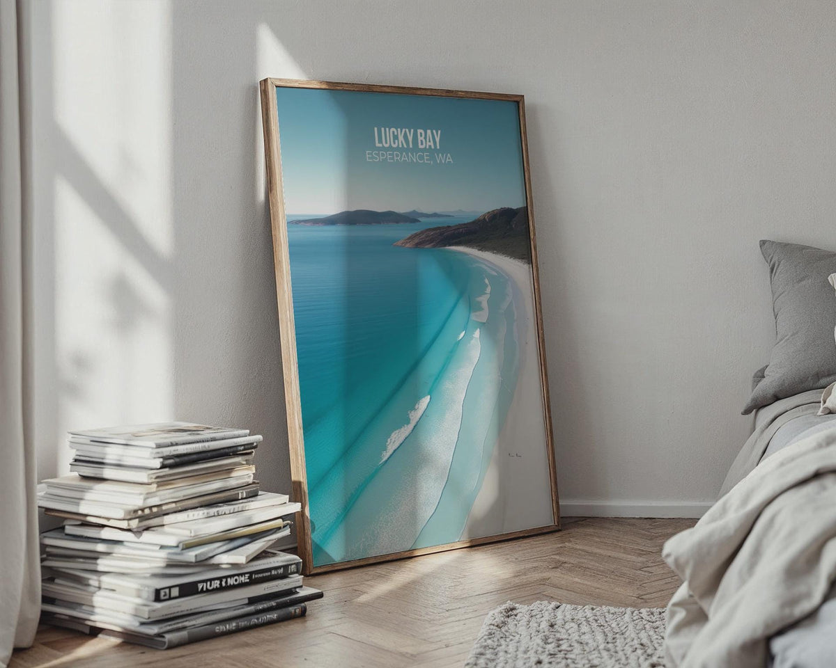 Aerial Beach Art Print Lucky Bay Esperance WA Coastal Wall Art - WanderWall