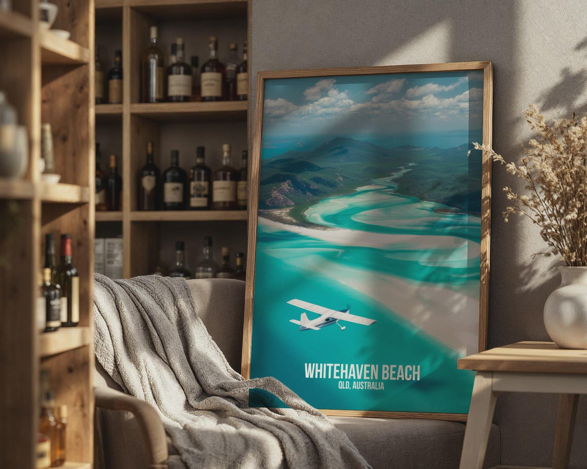 Aerial View Whitehaven Beach Art Print - WanderWall