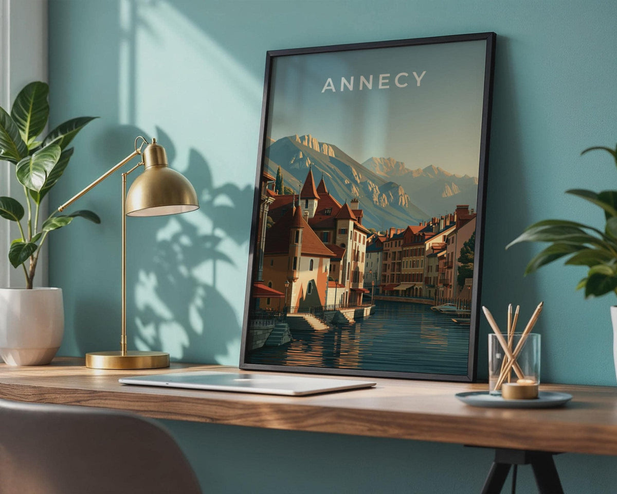 Annecy Vintage Architecture Landscape Poster Art Print - WanderWall