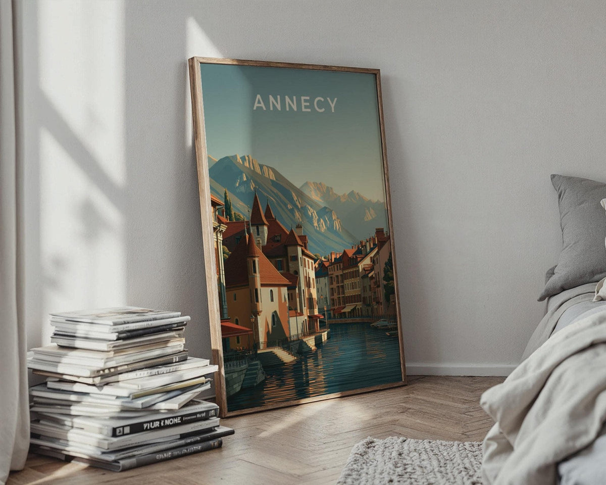 Annecy Vintage Architecture Landscape Poster Art Print - WanderWall