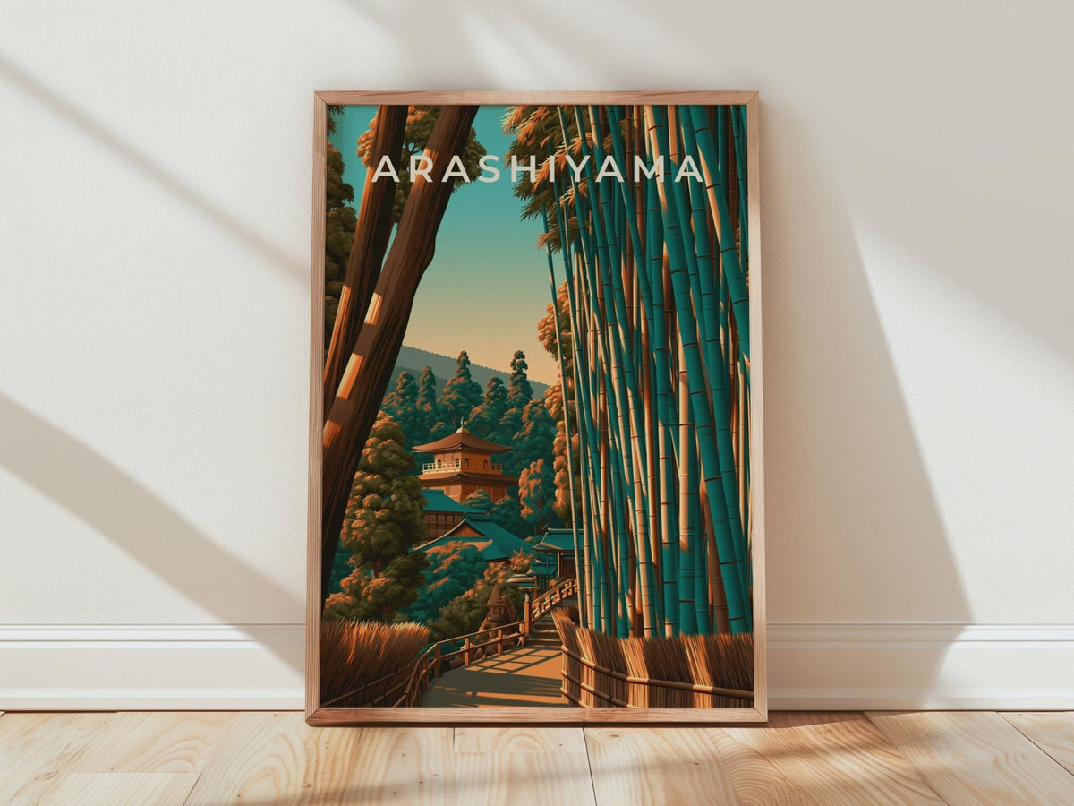 Arashiyama Bamboo Forest Print, Japan Wall Art, Kyoto Poster, Japanese Temple - WanderWall