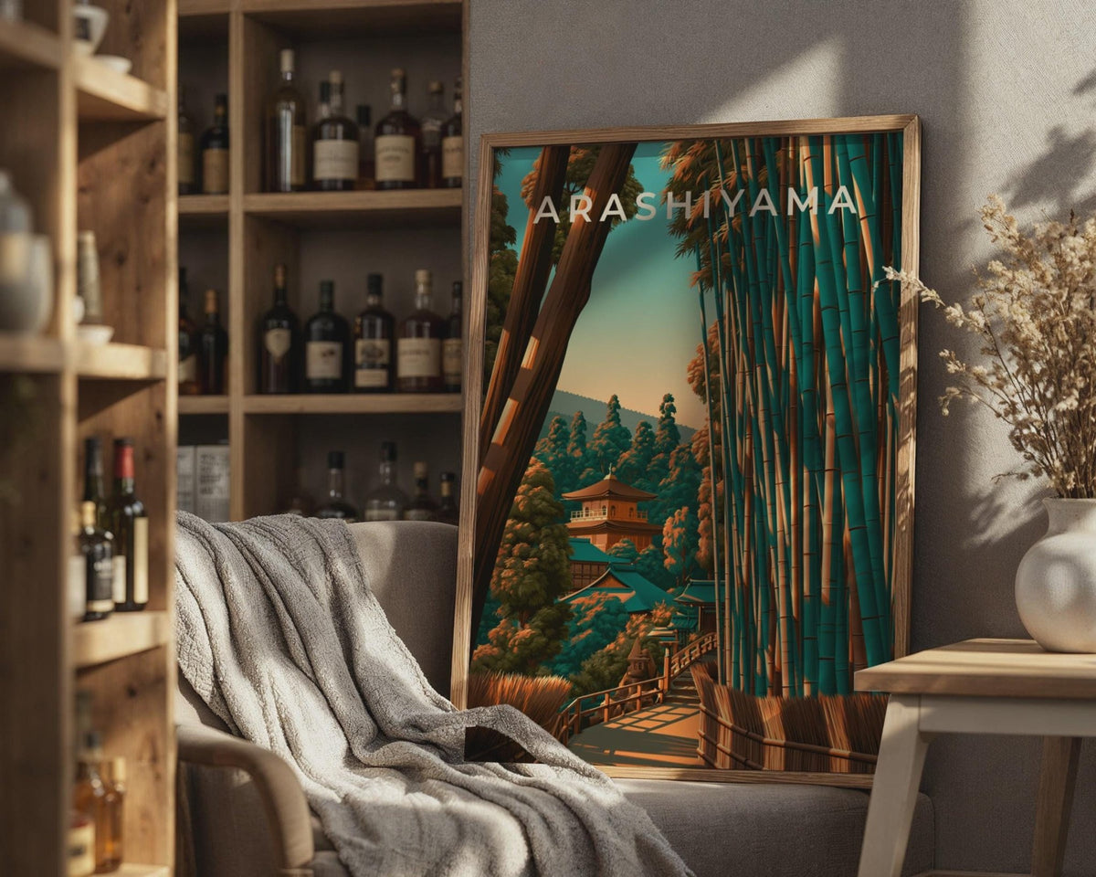 Arashiyama Bamboo Forest Print, Japan Wall Art, Kyoto Poster, Japanese Temple - WanderWall
