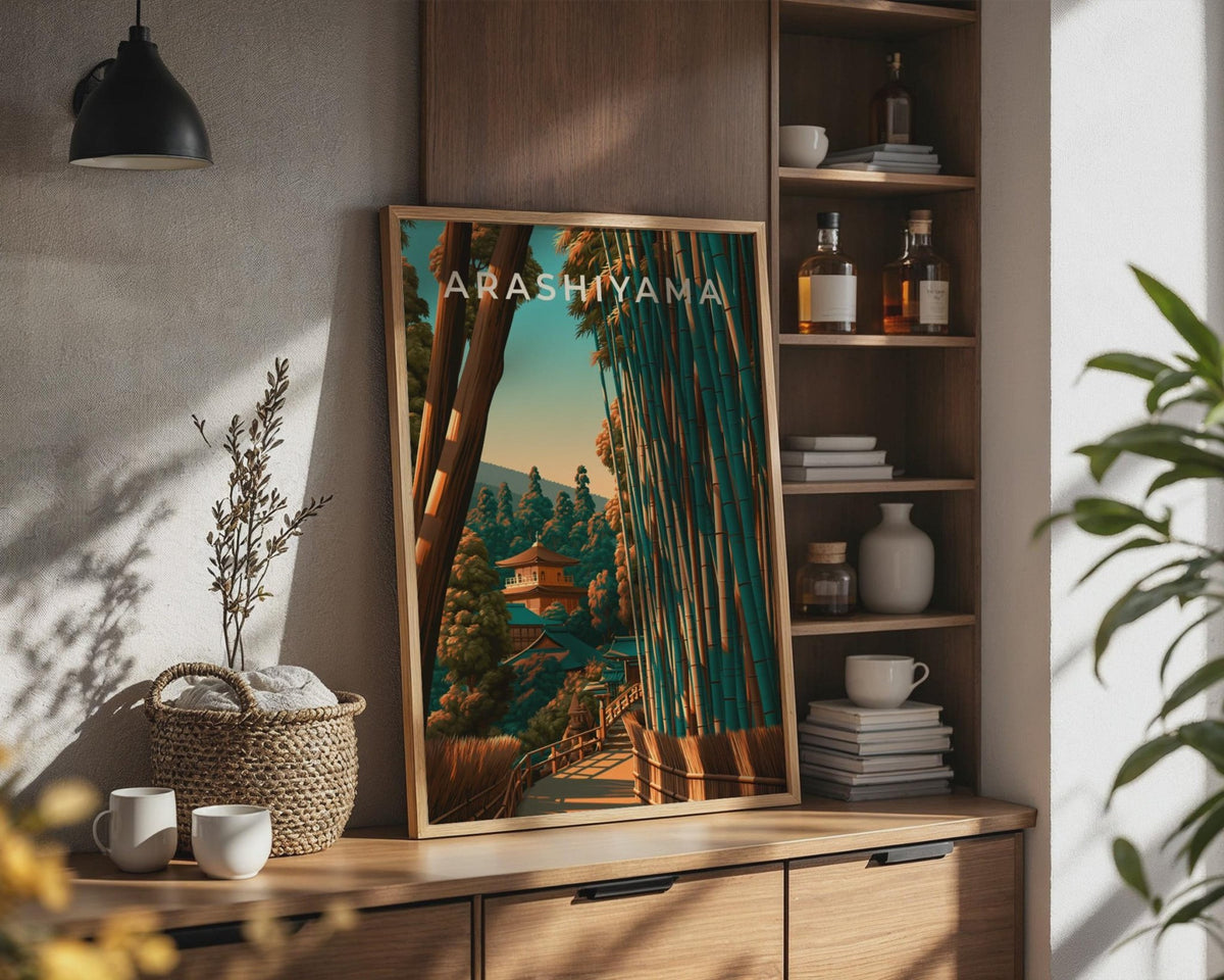 Arashiyama Bamboo Forest Print, Japan Wall Art, Kyoto Poster, Japanese Temple - WanderWall