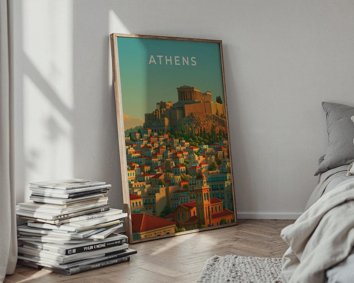 Athens Skyline Print Greek Architecture Art Travel Poster - WanderWall