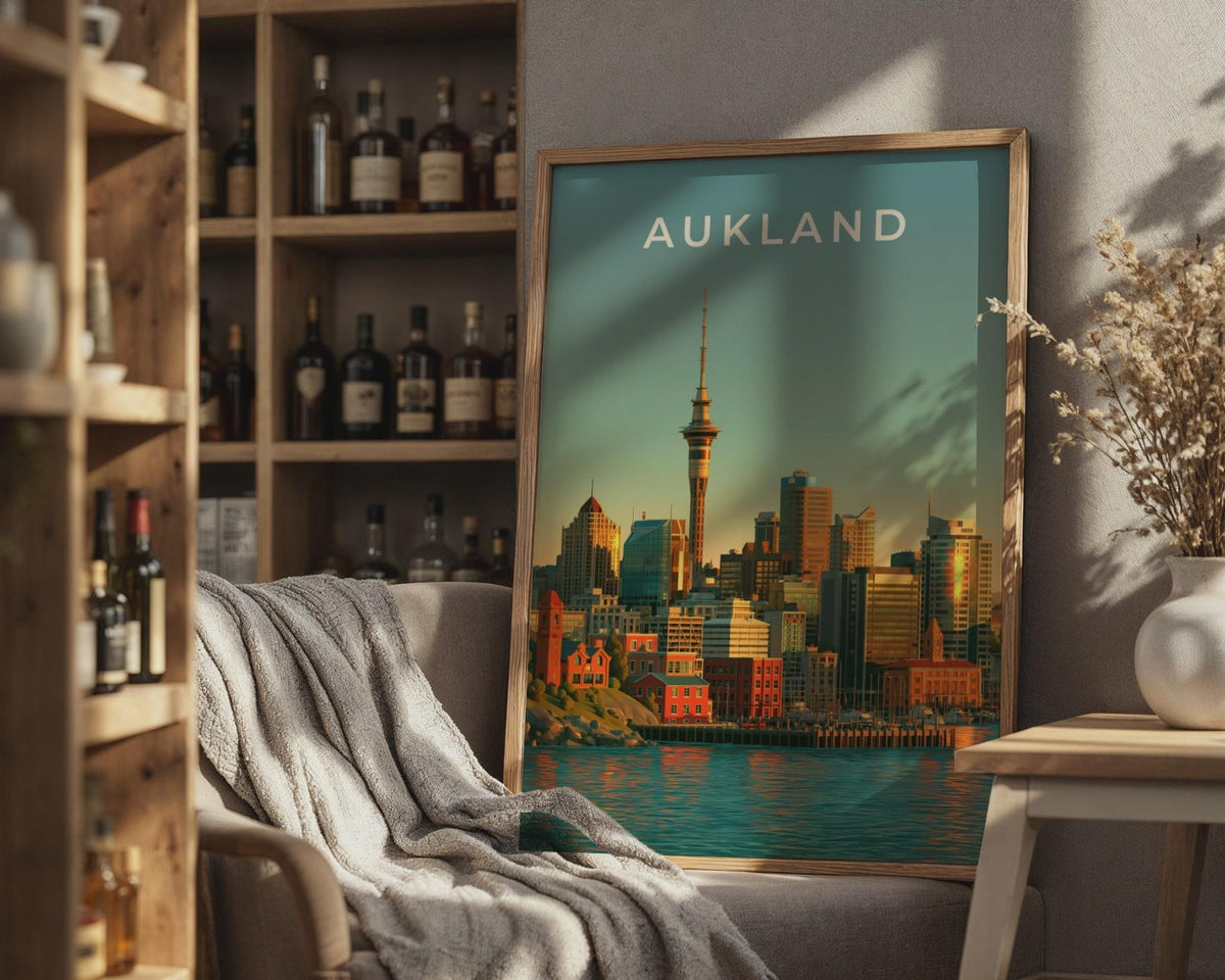 Auckland Skyline Modern Wall Art Print - WanderWall
