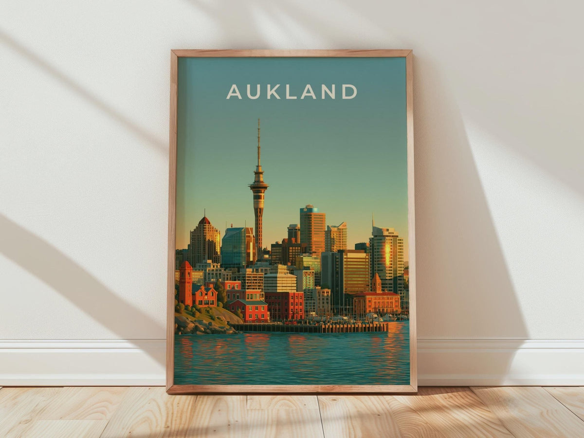 Auckland Skyline Modern Wall Art Print - WanderWall