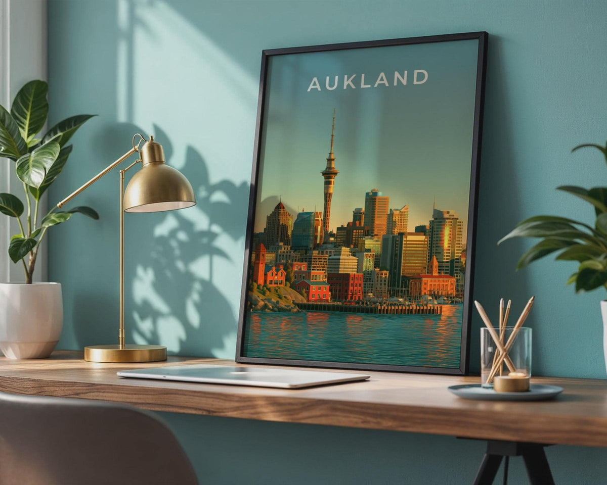 Auckland Skyline Modern Wall Art Print - WanderWall