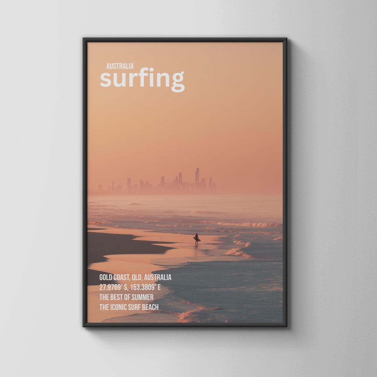 Australia Surfing Poster Gold Coast Print Wall Art Summer Beach - WanderWall