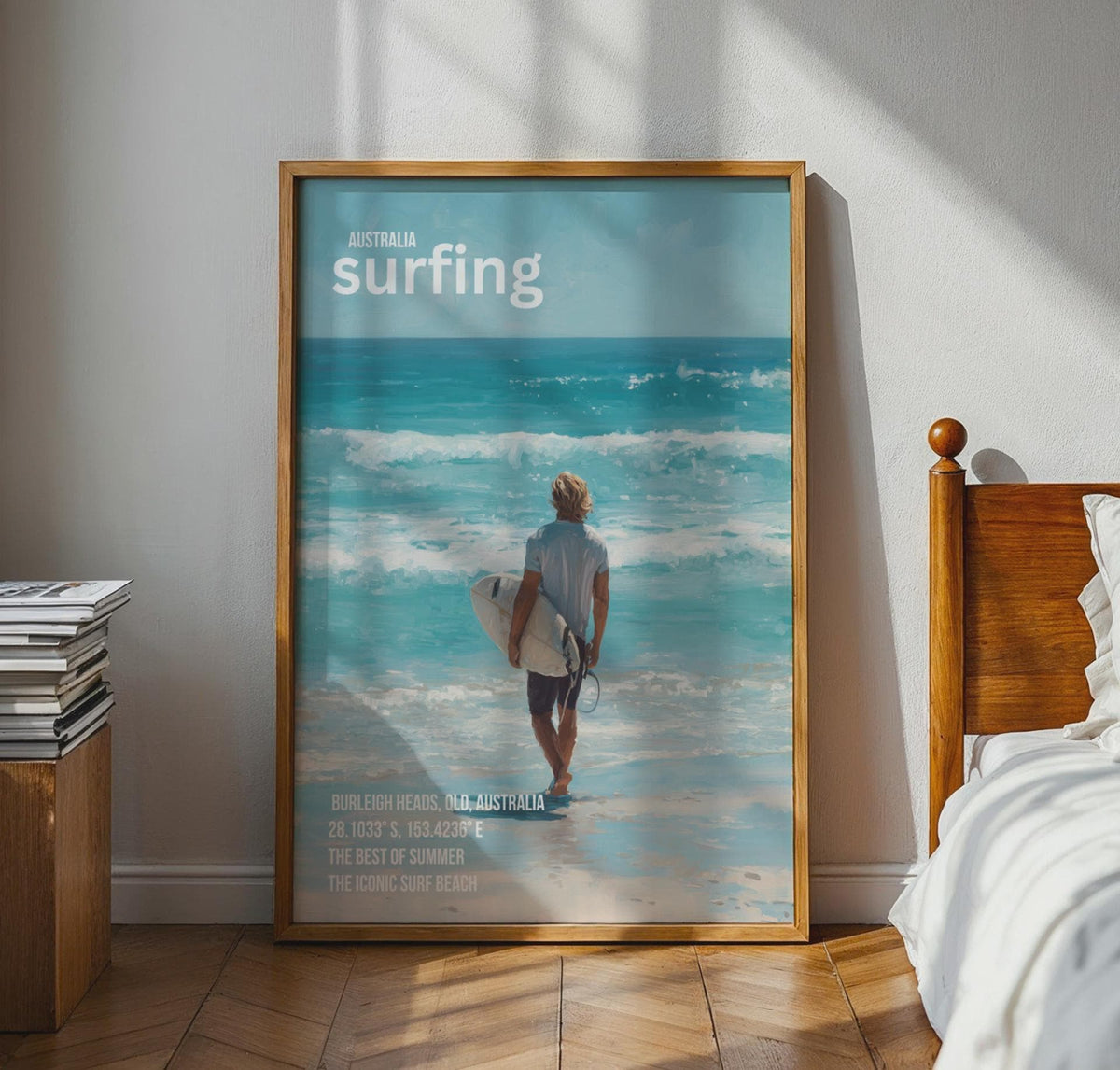 Australia Surfing Print Burleigh Heads Queensland Wall Art - WanderWall
