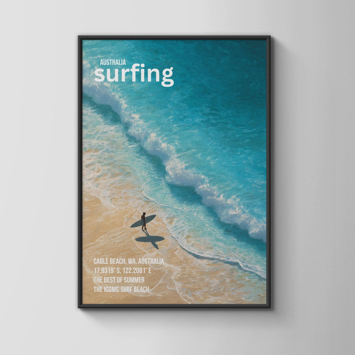 Australia Surfing Wall Art Print Coastal Beach Scene - WanderWall