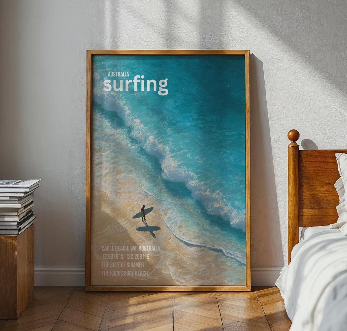 Australia Surfing Wall Art Print Coastal Beach Scene - WanderWall