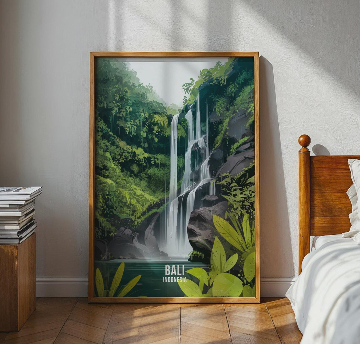Bali Waterfall Print Wall Art Scenic Indonesia Poster - WanderWall