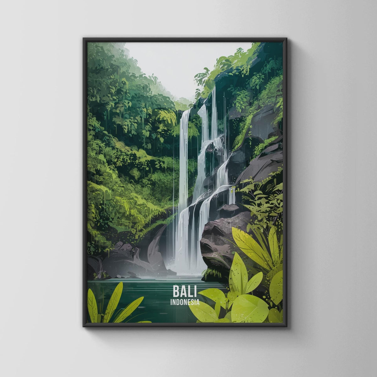 Bali Waterfall Print Wall Art Scenic Indonesia Poster - WanderWall