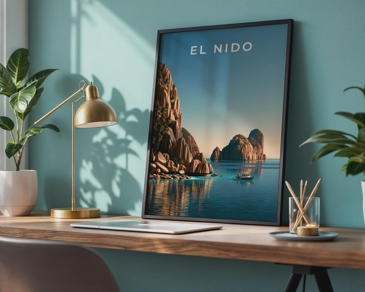 El Nido Palawan Print, Philippines Island Art, Tropical Cliff Seascape Poster - WanderWall