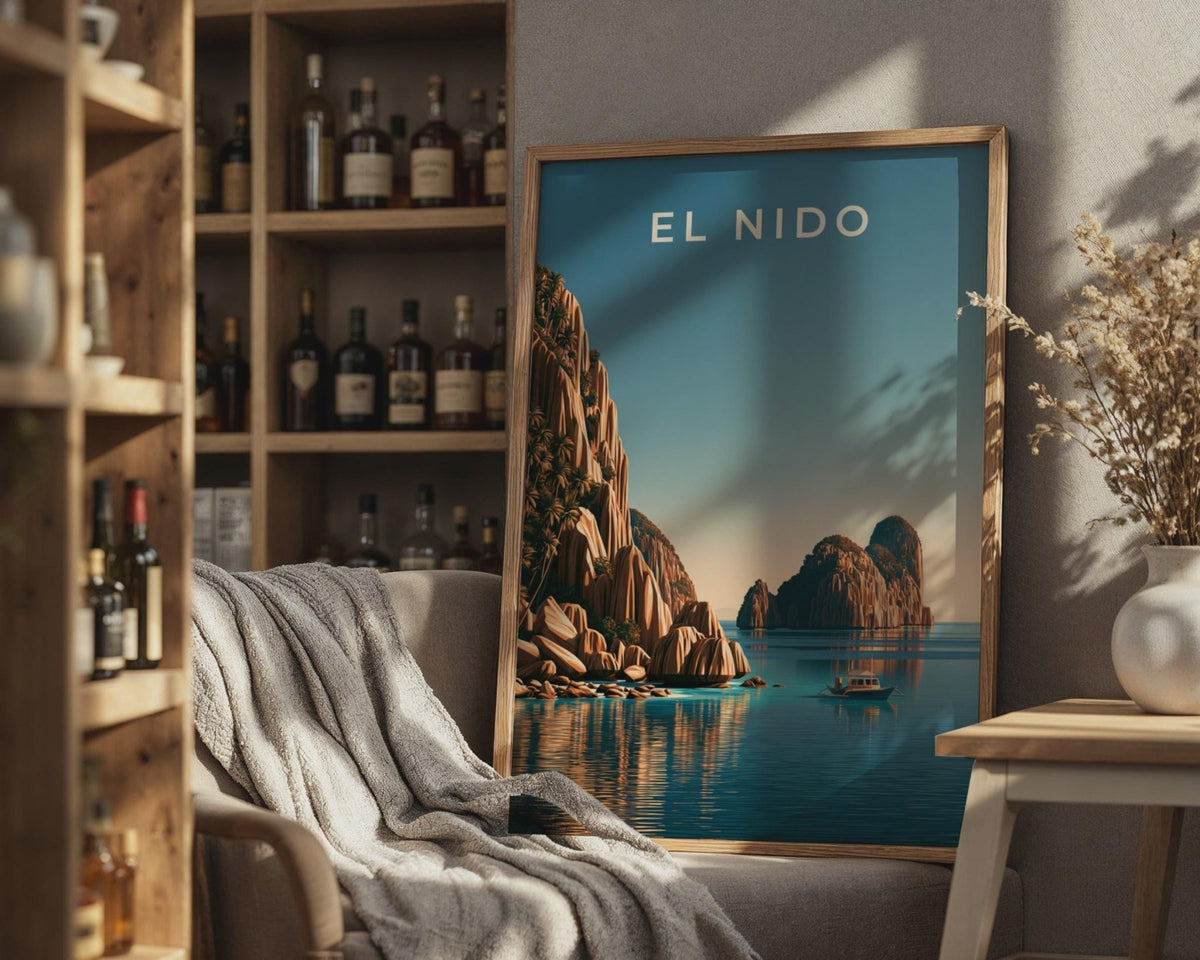 El Nido Palawan Print, Philippines Island Art, Tropical Cliff Seascape Poster - WanderWall