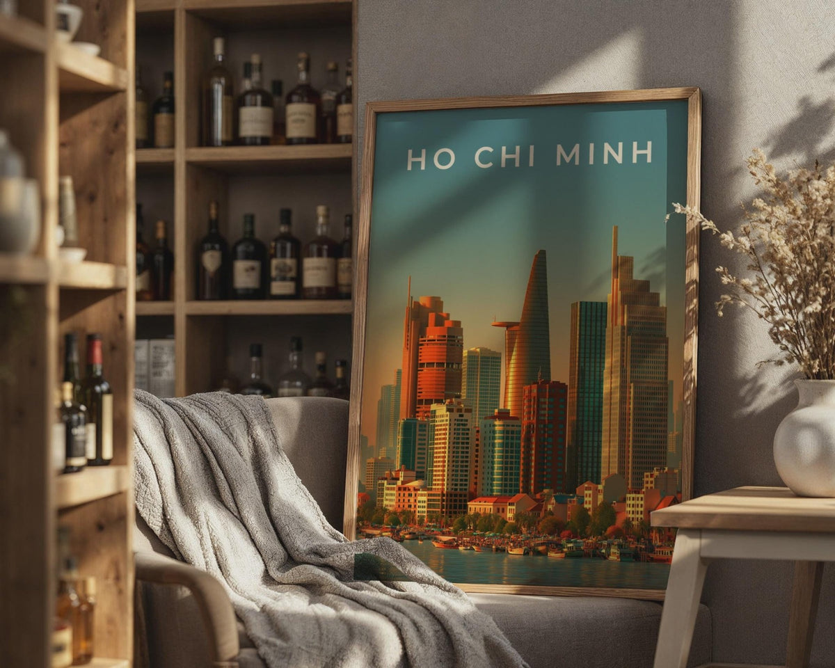 Ho Chi Minh City Skyline Print, Vietnam Poster, Saigon Wall Art, Sunset - WanderWall