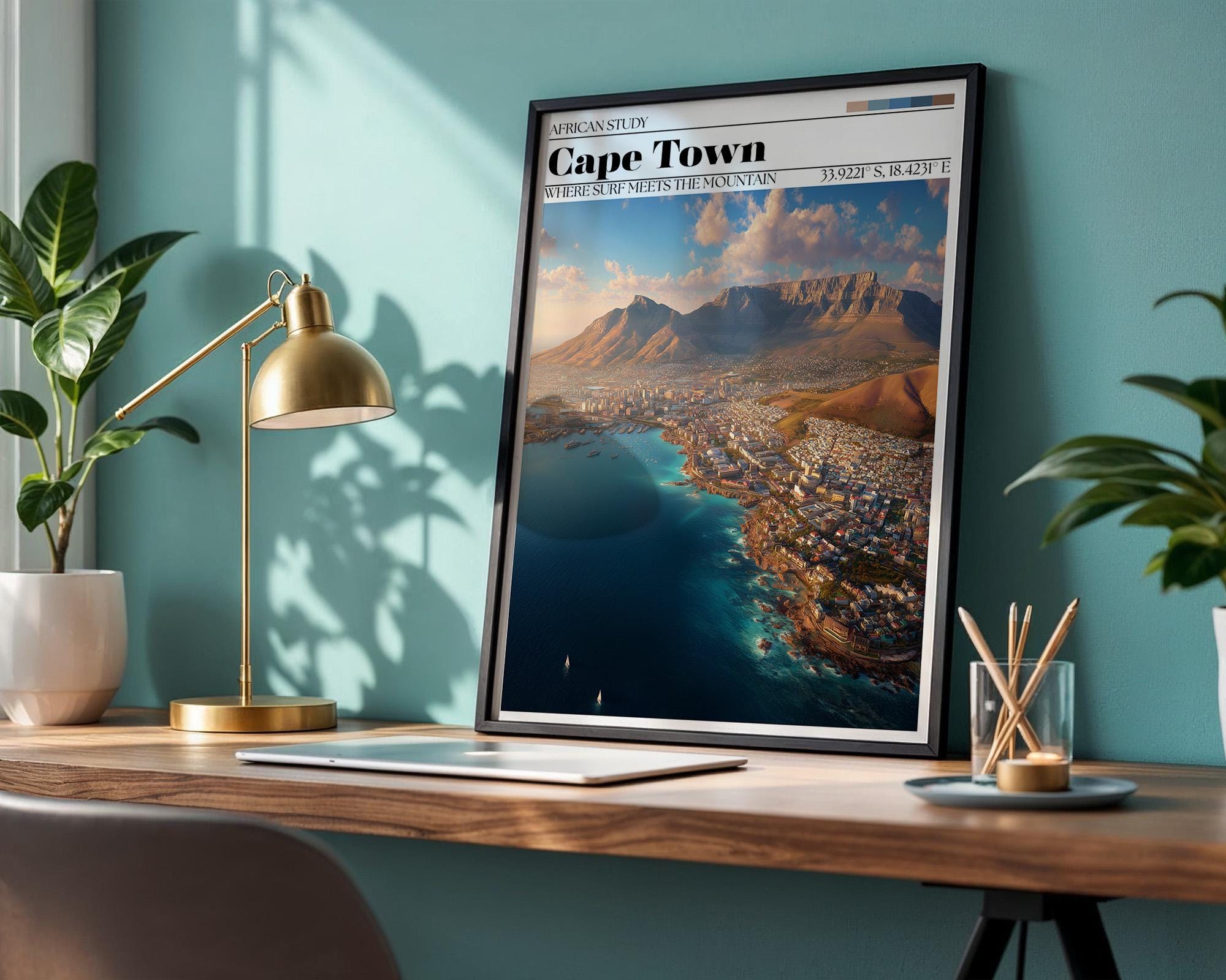Cape Town Travel Poster – Table Mountain, South Africa Wall Art