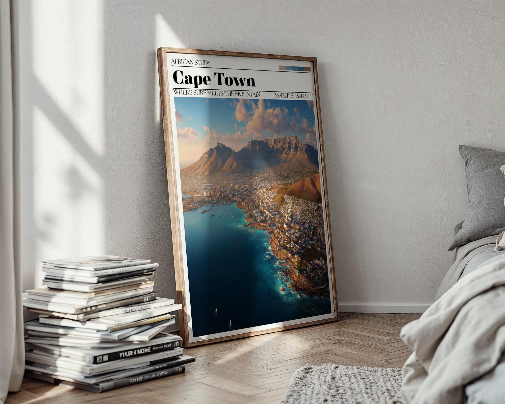 Cape Town Travel Poster – Table Mountain, South Africa Wall Art