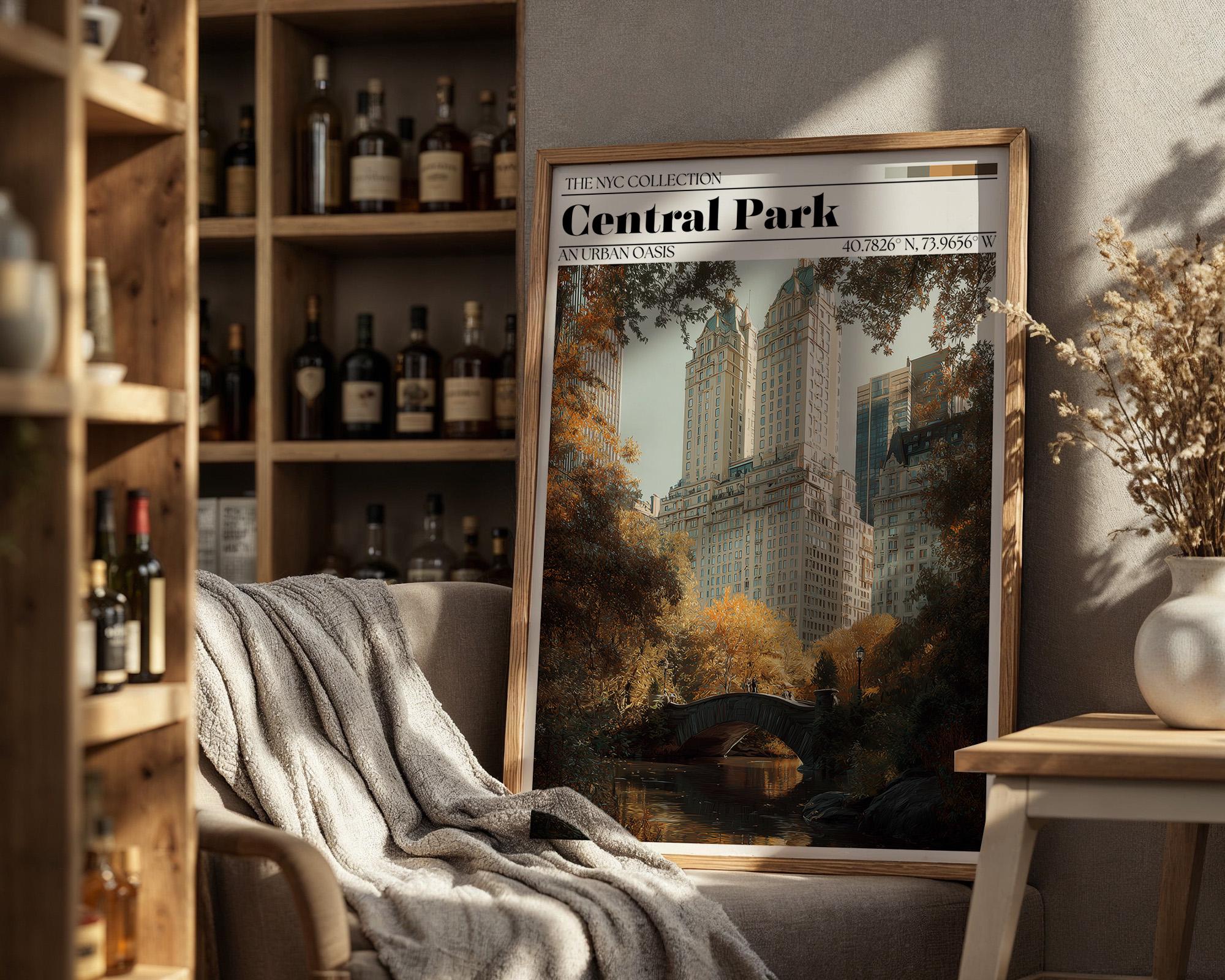 Central Park Poster – New York City Skyline Art Print