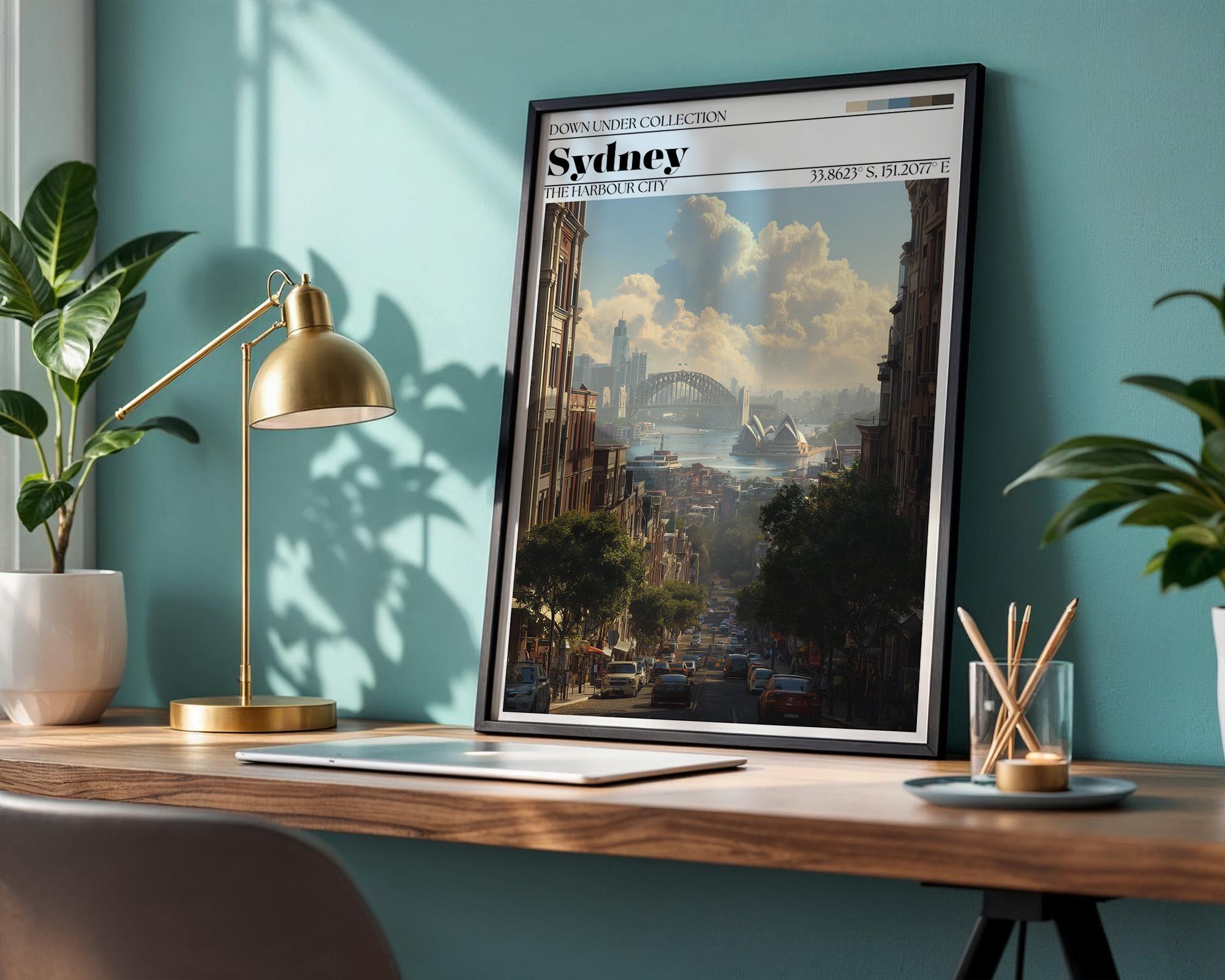 Sydney Australia Poster – Opera House & Harbour Bridge Travel Wall Art