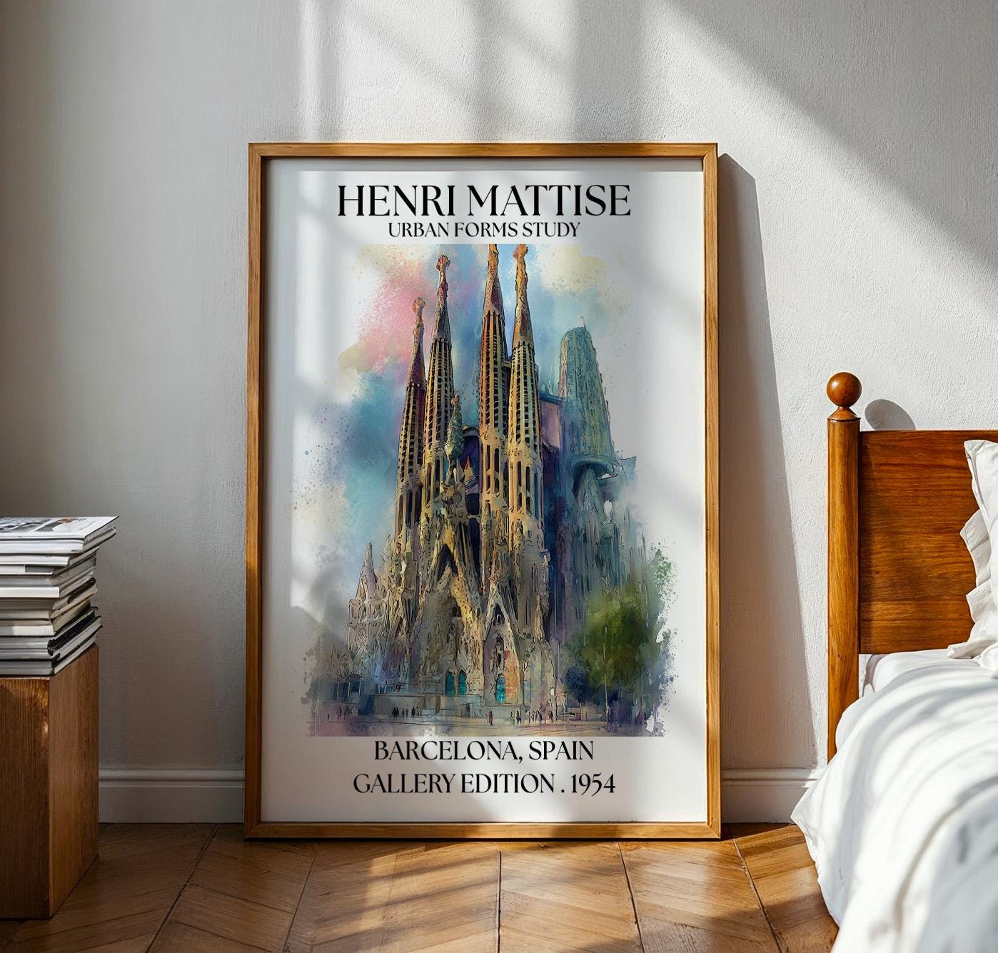 Barcelona Henri Mattise Travel Poster - Sagrada Familia Wall Art Print