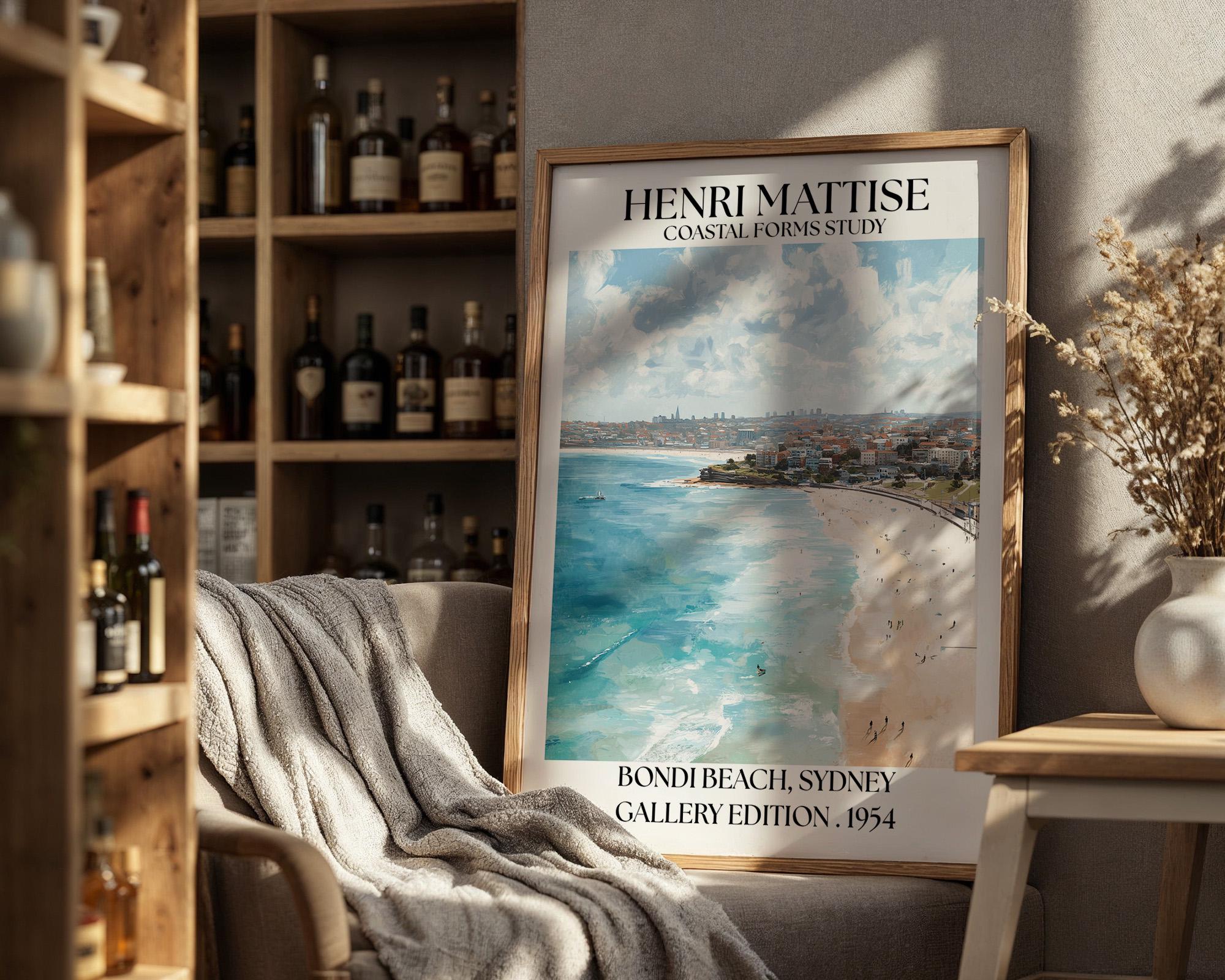 Bondi Beach Henri Mattise Poster - Sydney Watercolour Travel Print