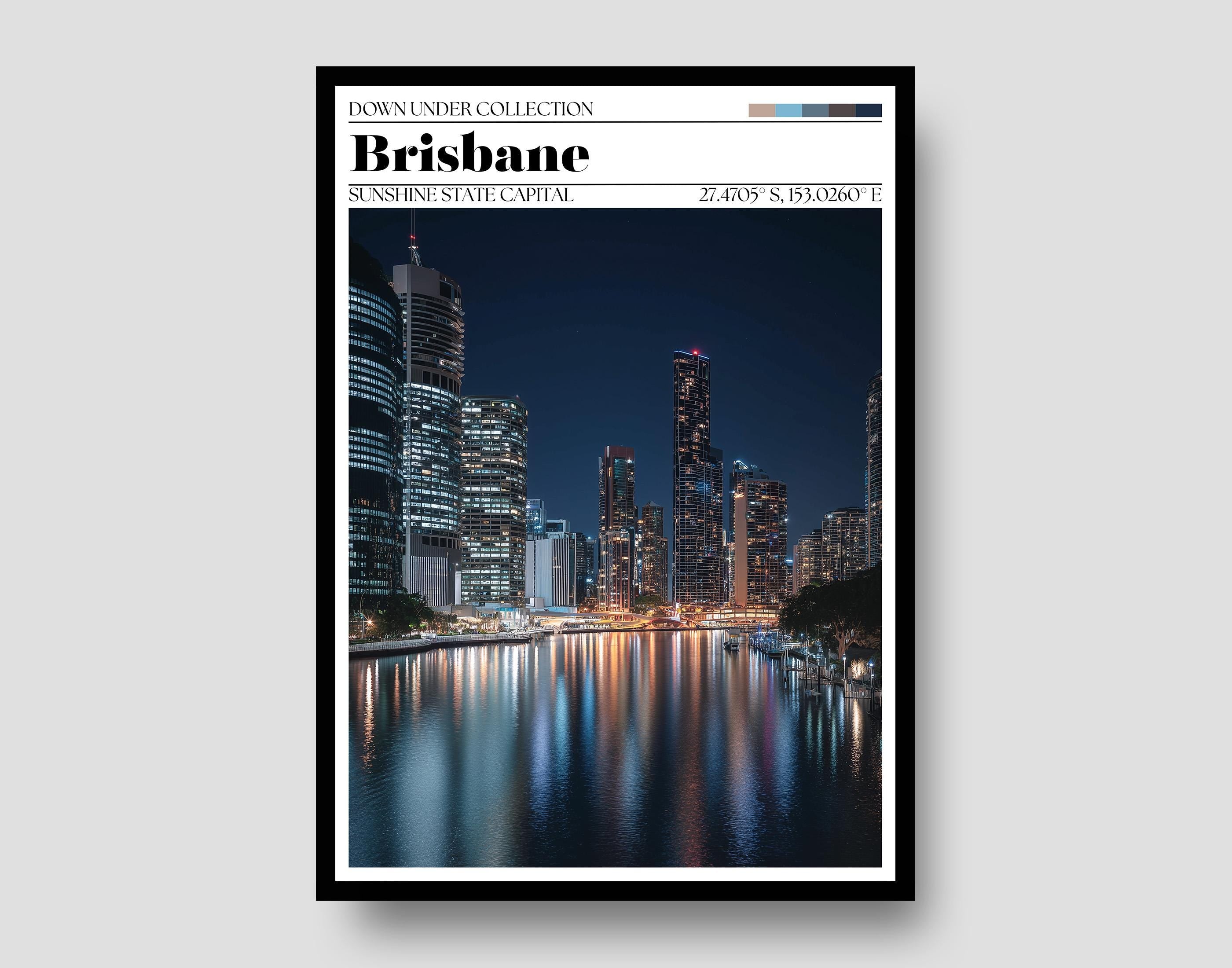 Brisbane Travel Poster – Brisbane Australia Skyline Wall Art