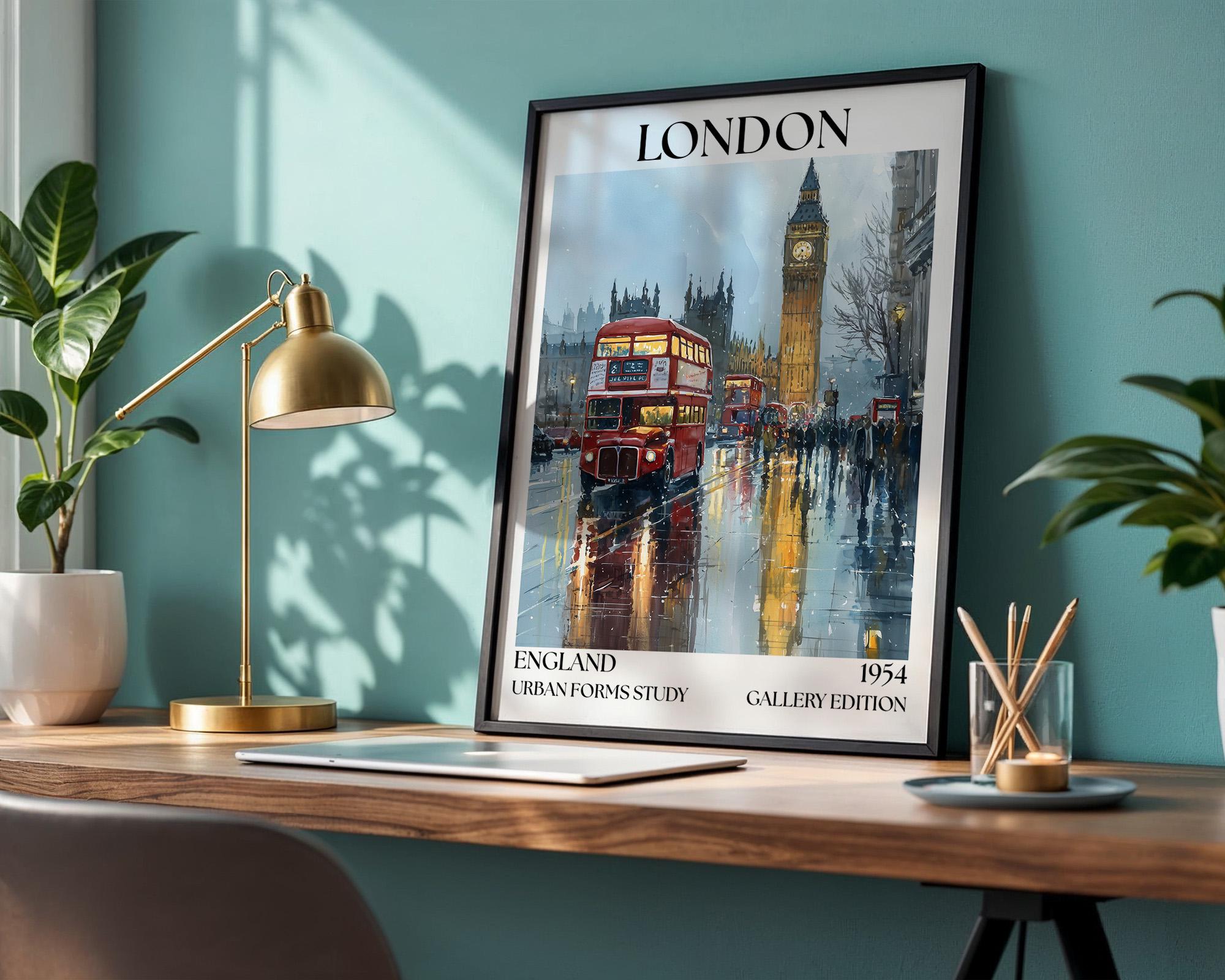 London Henri Mattise Poster - Big Ben, London Bus Travel Wall Art