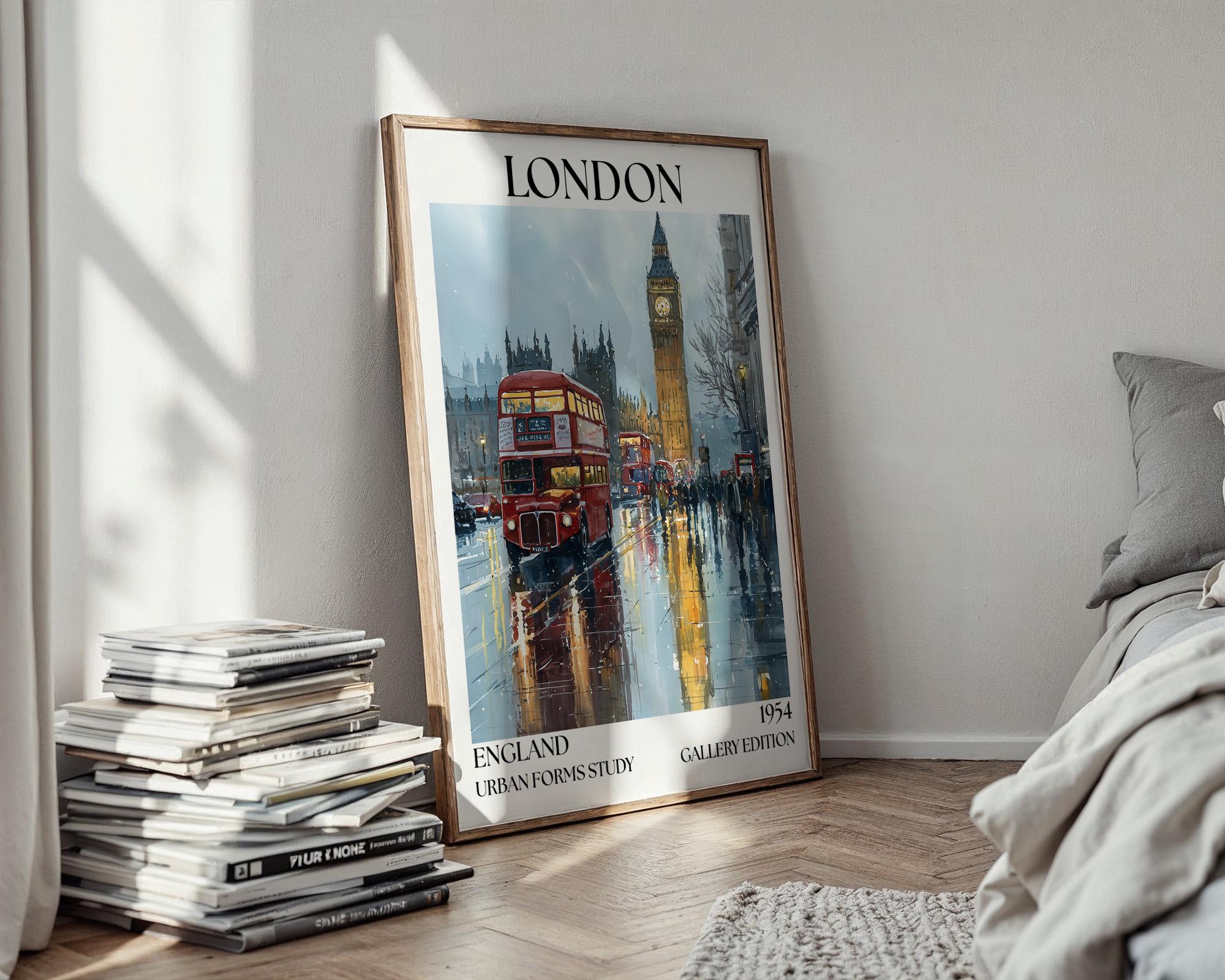 London Henri Mattise Poster - Big Ben, London Bus Travel Wall Art