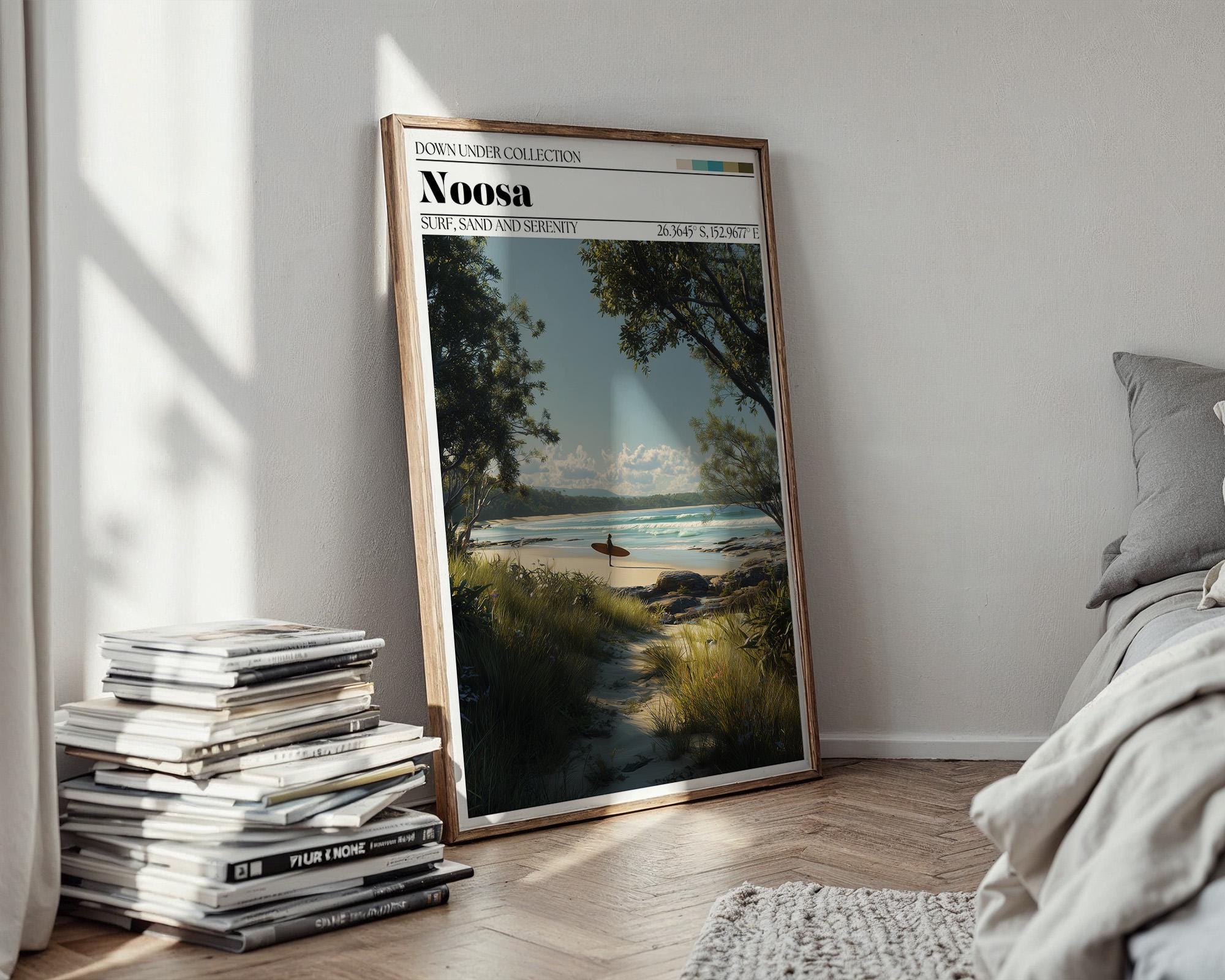 Noosa Beach Travel Poster – Sunshine Coast Art, Australia