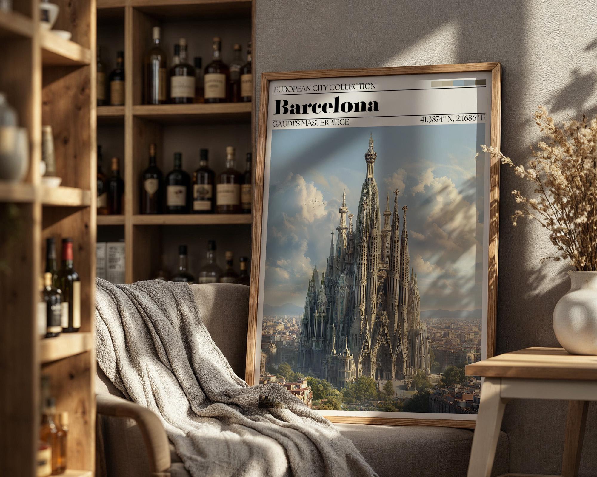 Barcelona Sagrada Familia Travel Poster - Barcelona Wall Art Print