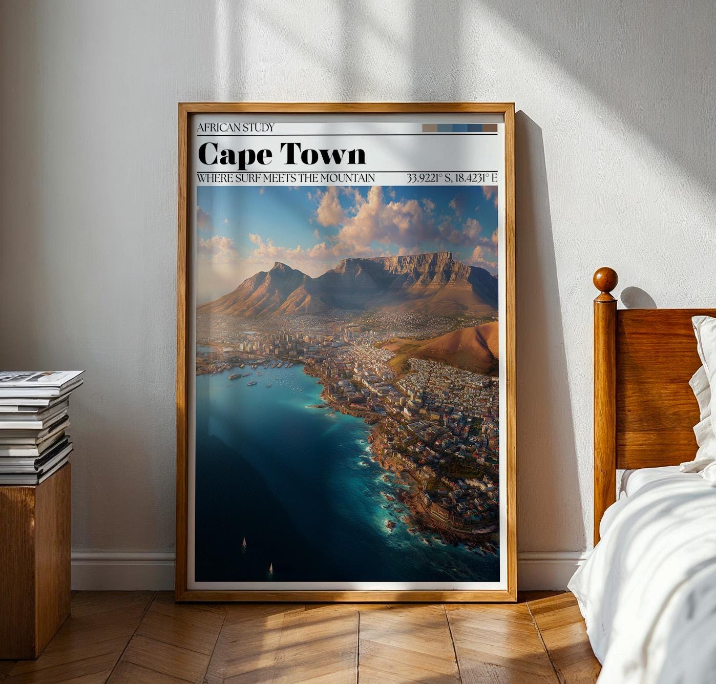 Cape Town Travel Poster – Table Mountain, South Africa Wall Art