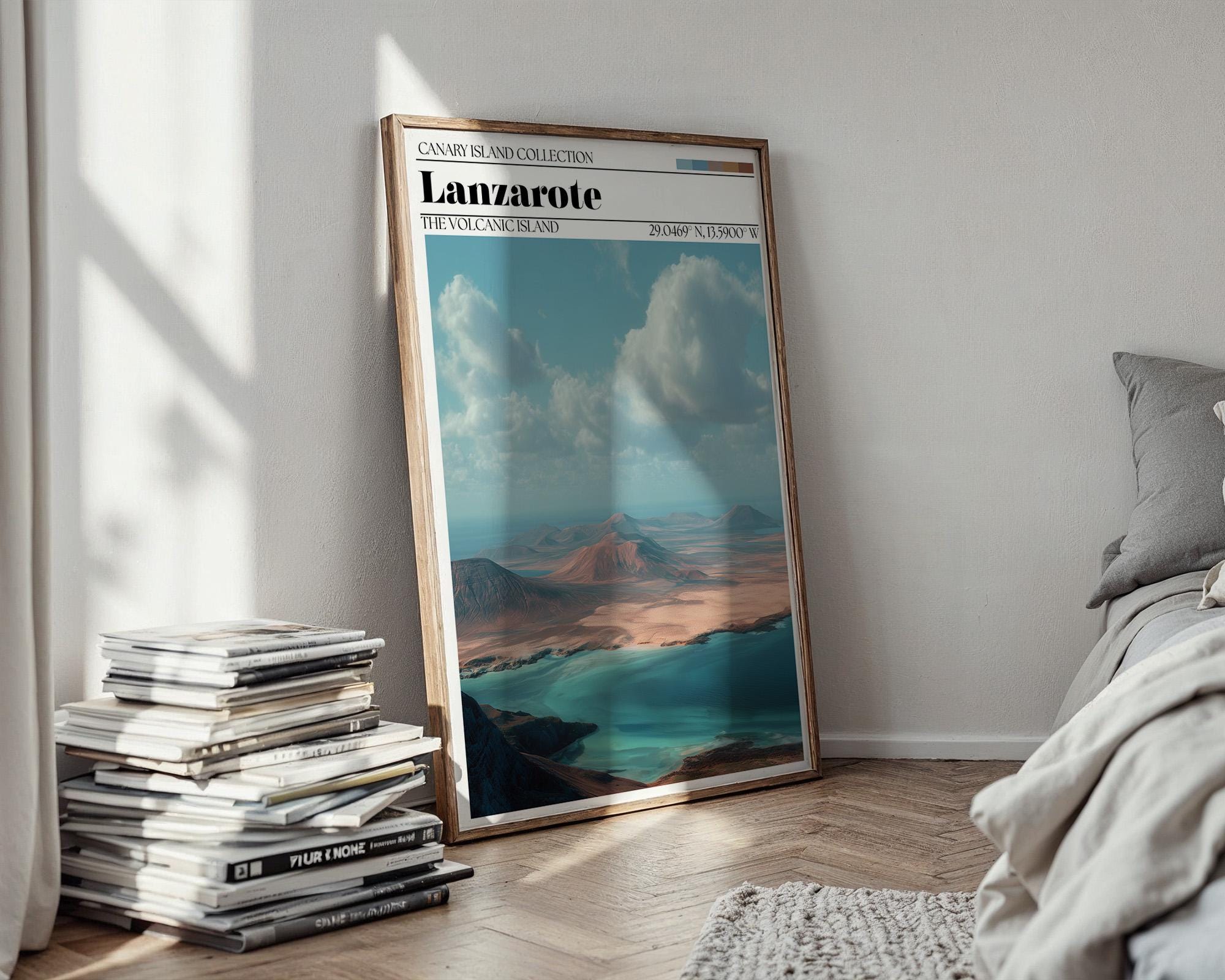 Lanzarote Travel Poster – Canary Islands Coastal Wall Art Print