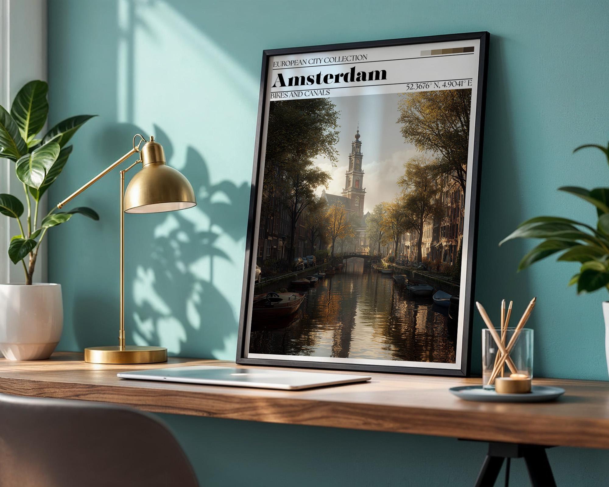 Amsterdam Travel Poster - Netherlands Wall Art Print