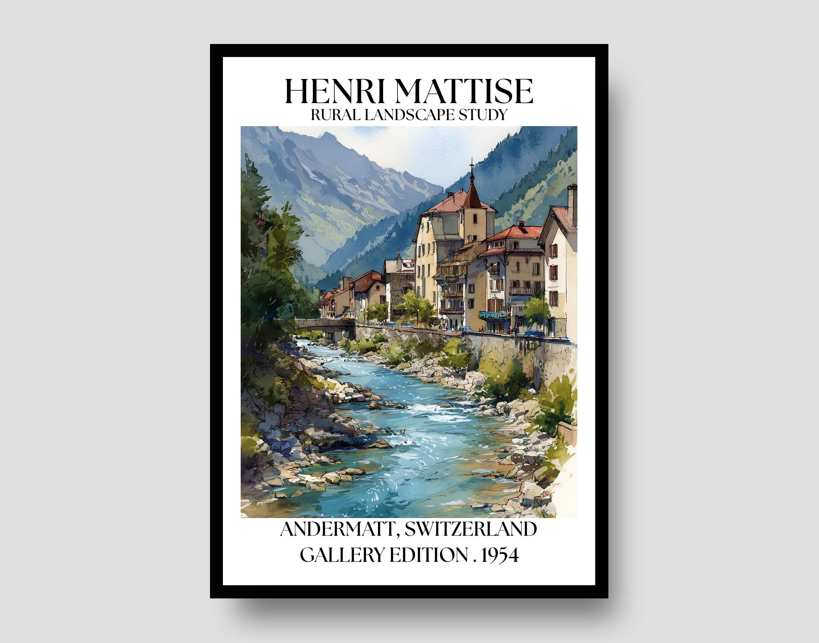 Henri Mattise Andermatt Travel Poster - Swiss Alps Wall Art