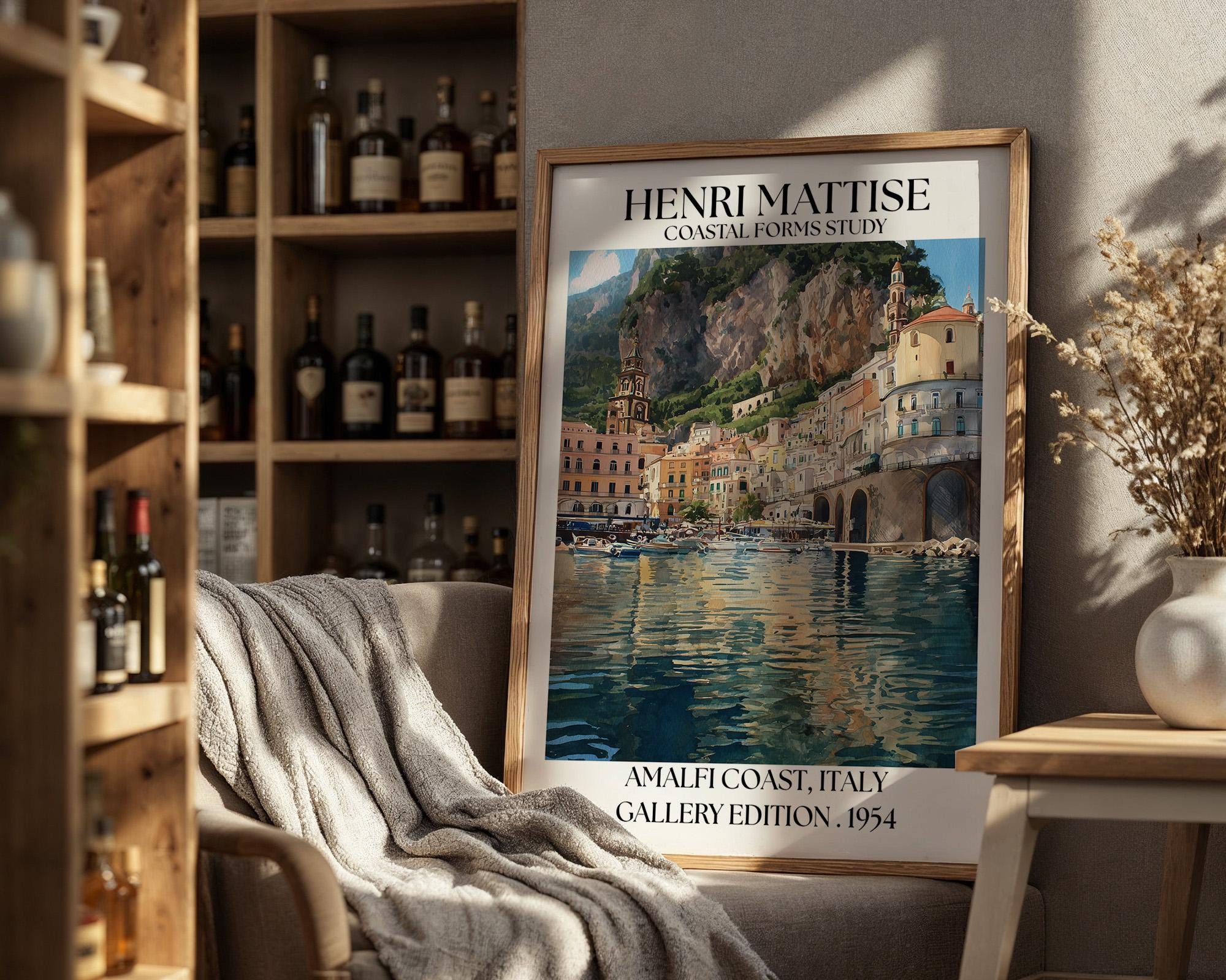 Amalfi Coast Henri Mattise Travel Poster - Italy Watercolour Print