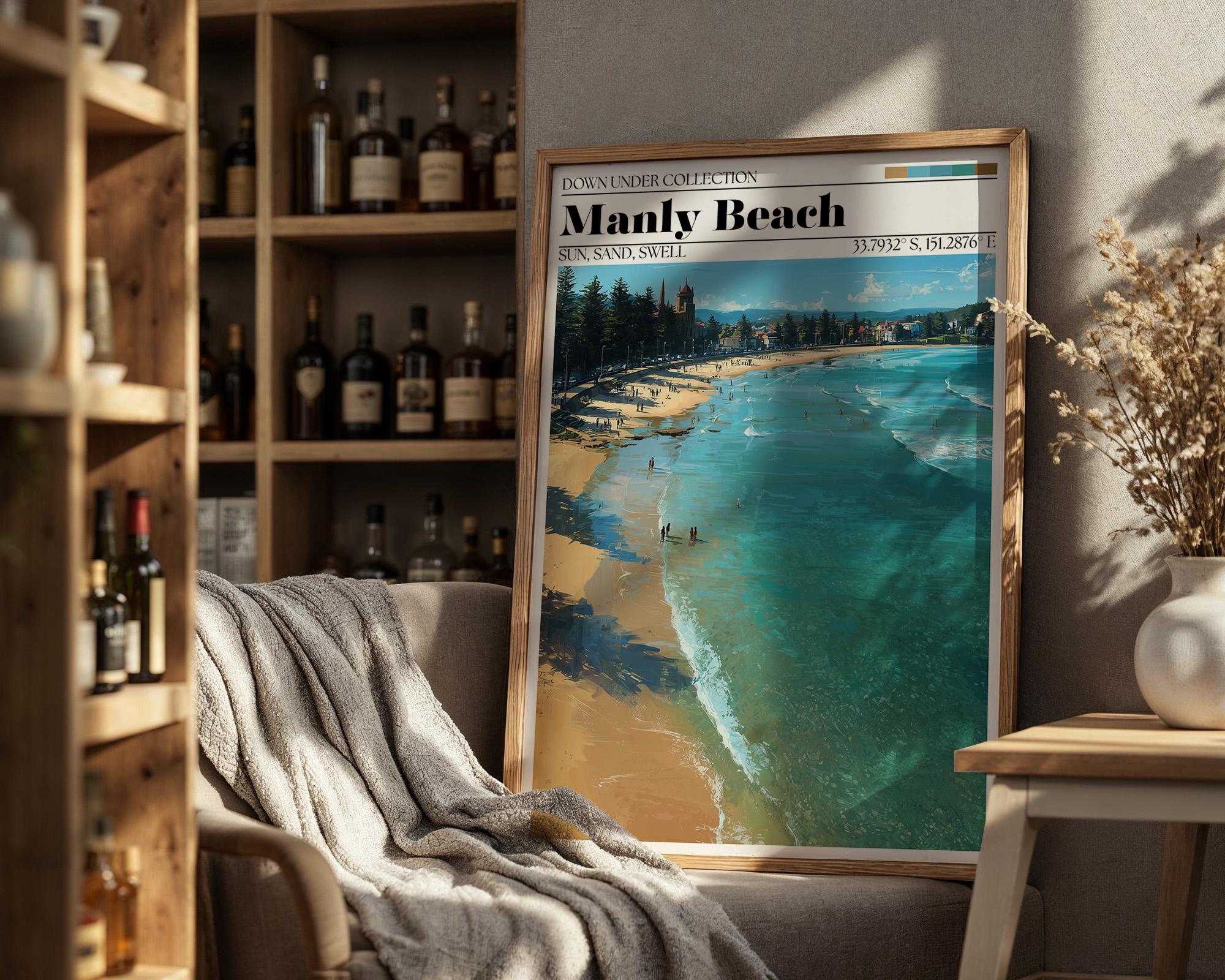 Manly Beach Australia Art Print – Sydney Travel Poster