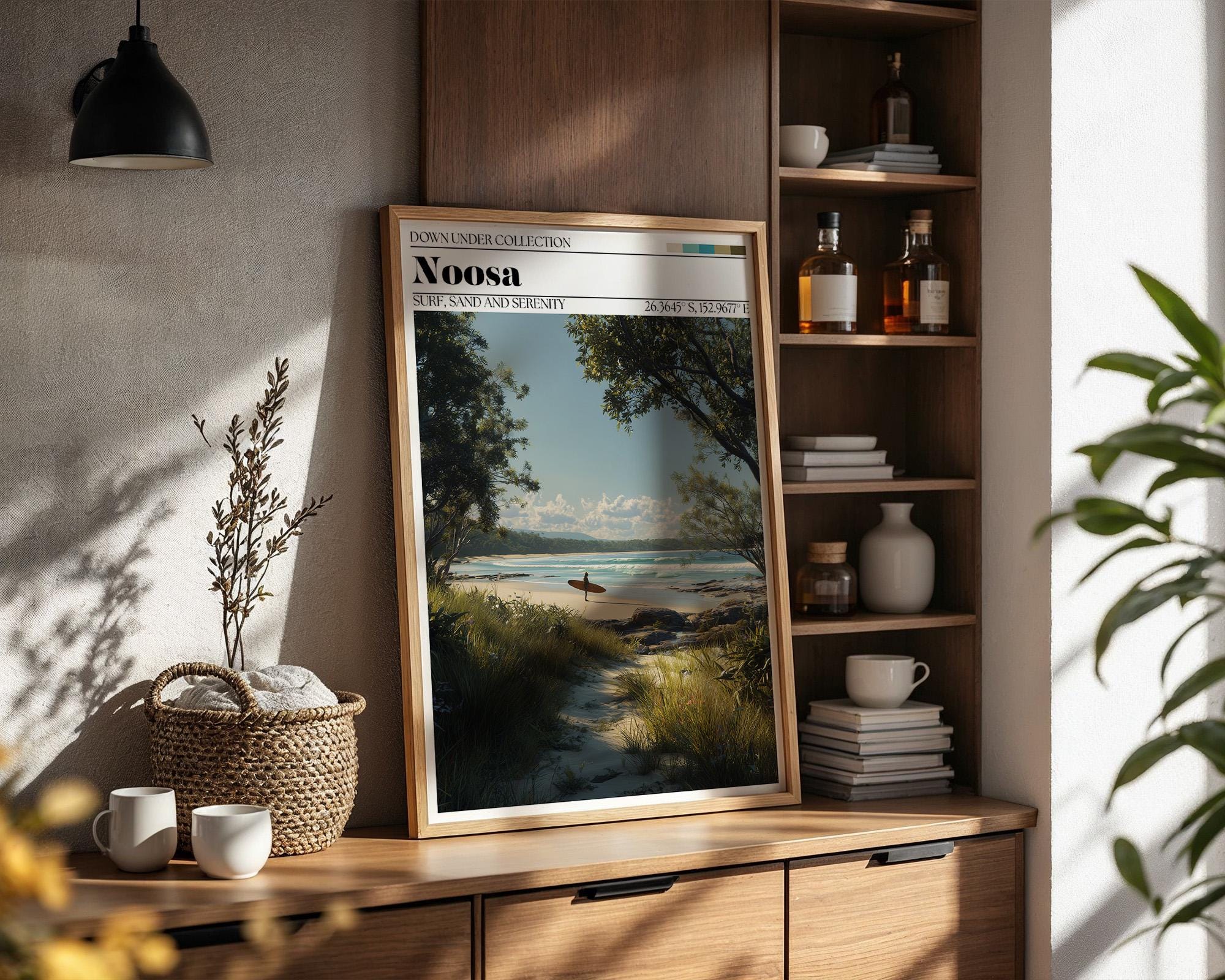 Noosa Beach Travel Poster – Sunshine Coast Art, Australia