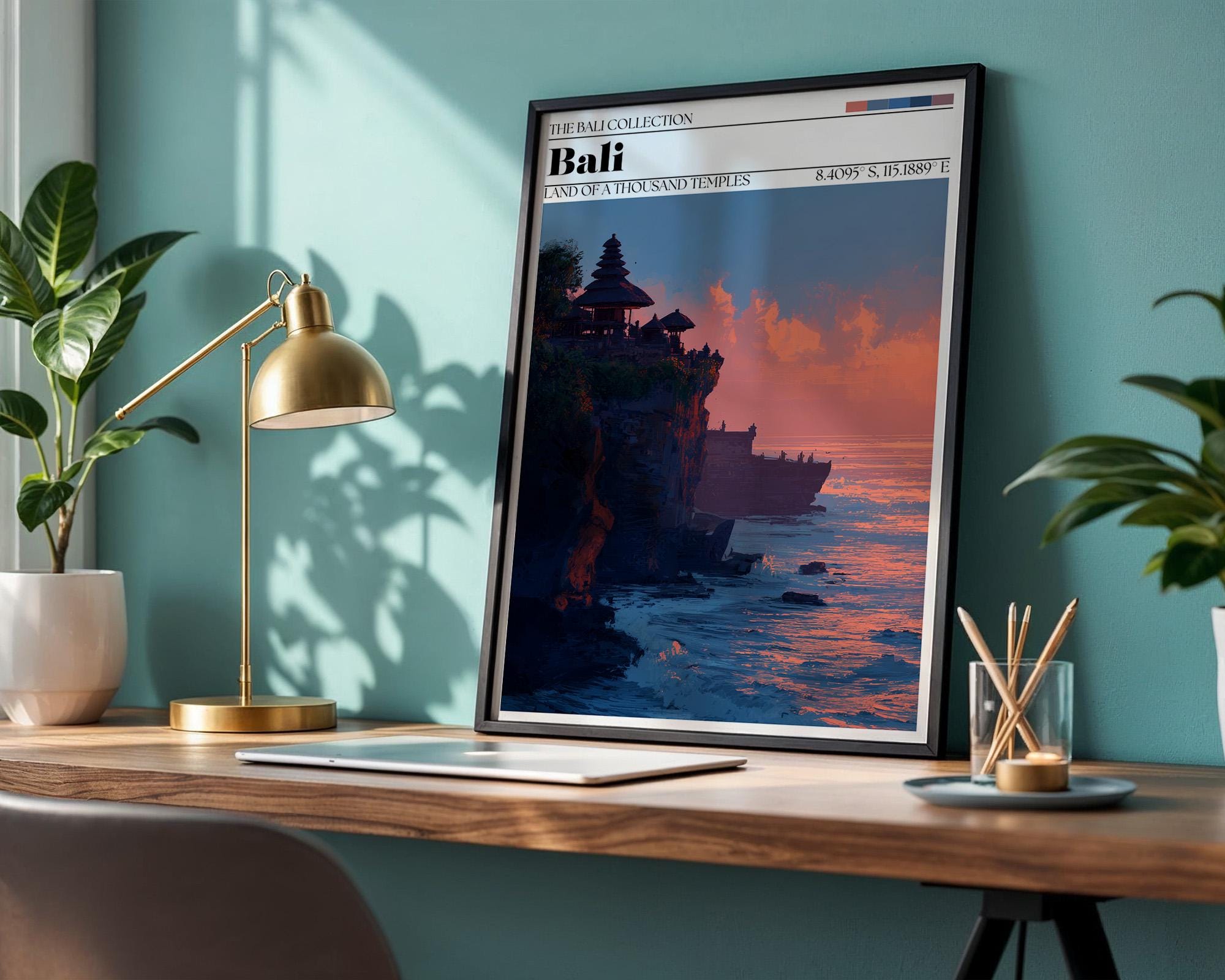 Bali Sunset Travel Poster – Bali Temple Wall Art Print