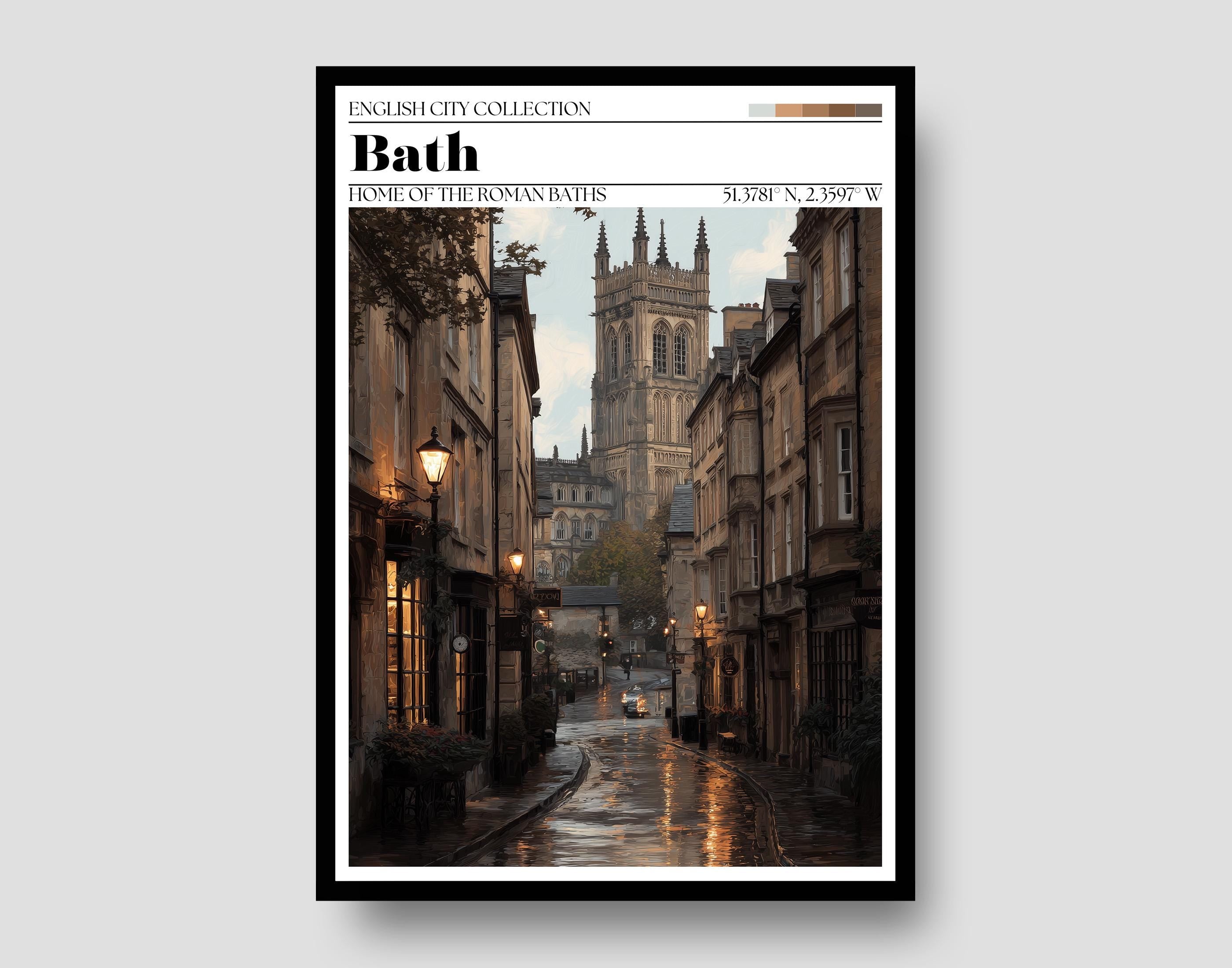 Bath England Travel Poster – Somerset City Art Print