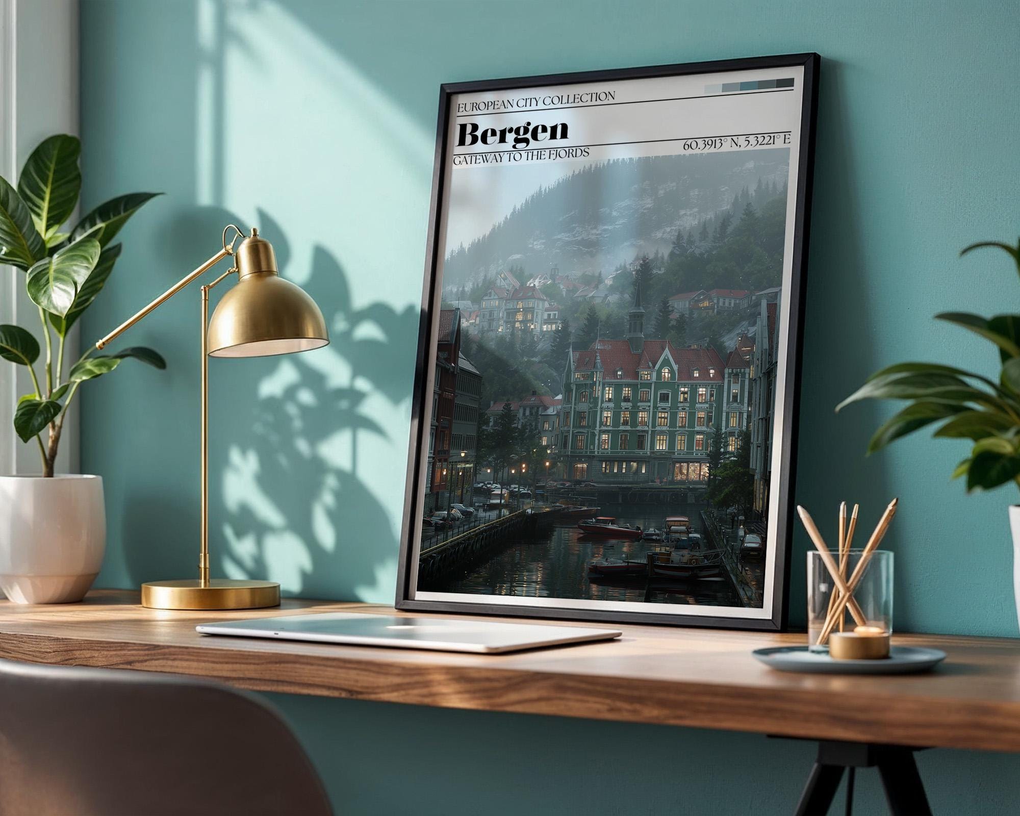 Bergen, Norway Travel Poster – Bergen Wall Art Print