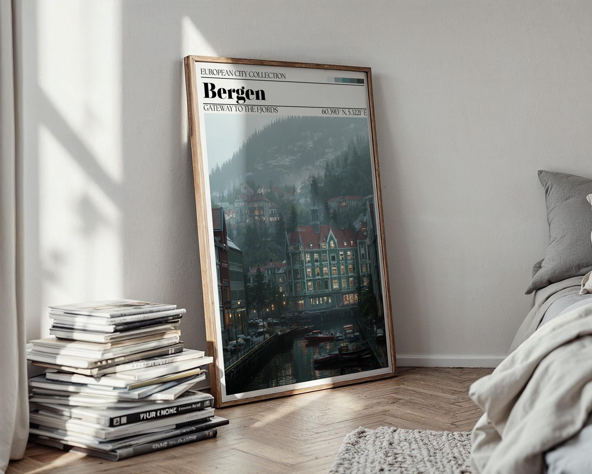 Bergen, Norway Travel Poster – Bergen Wall Art Print