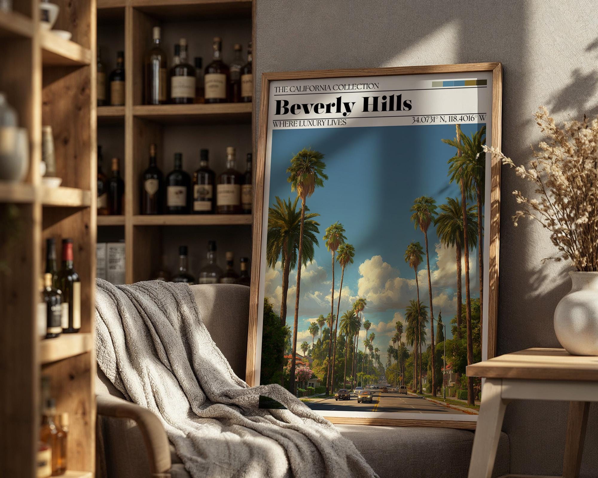Beverly Hills Poster – Palm Trees, California Travel Print