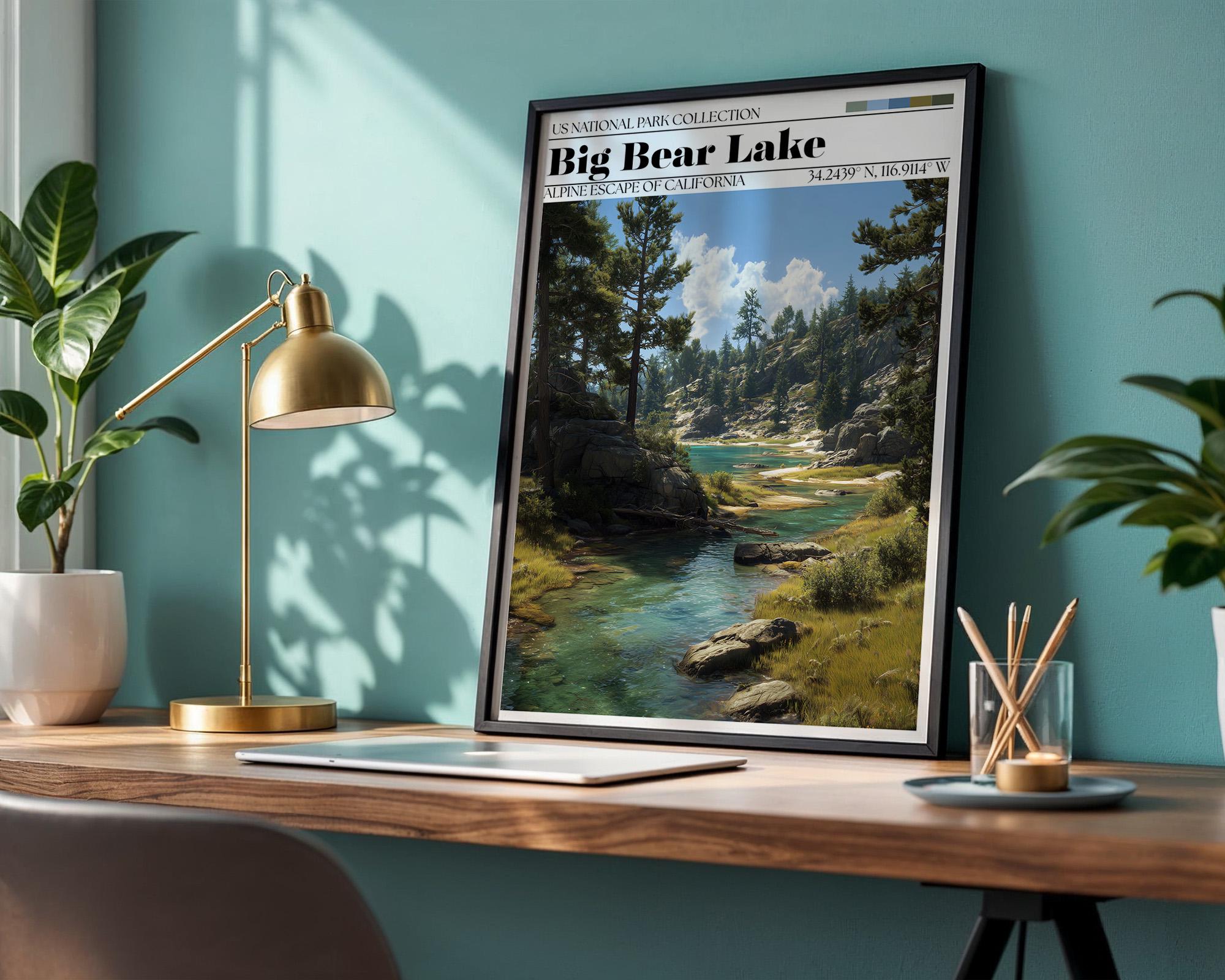 Big Bear Lake Art Print – California Mountain Landscape Poster