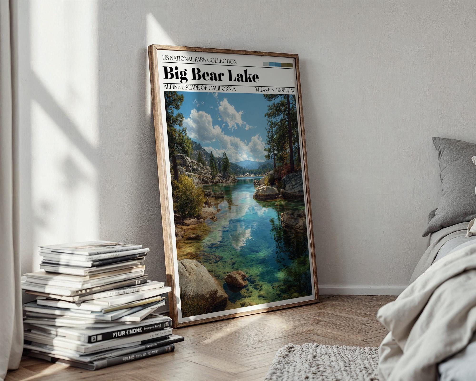 Big Bear Lake Poster – California Mountain Travel Wall Art Print