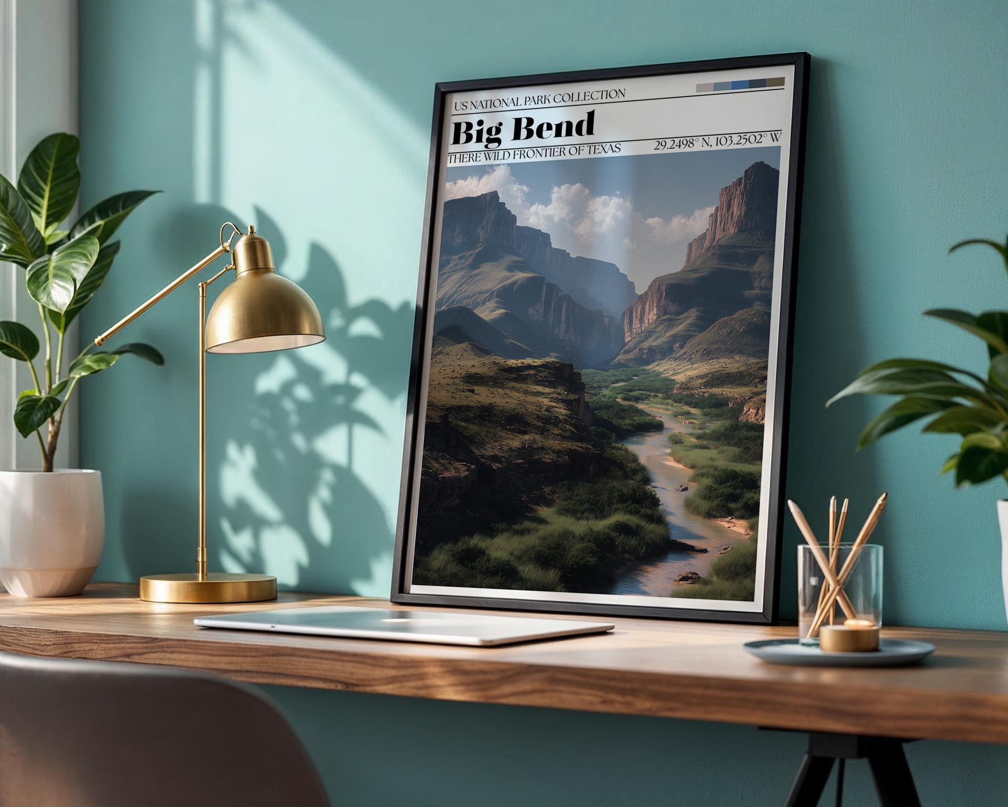 Big Bend National Park Poster – Texas Desert Landscape Art