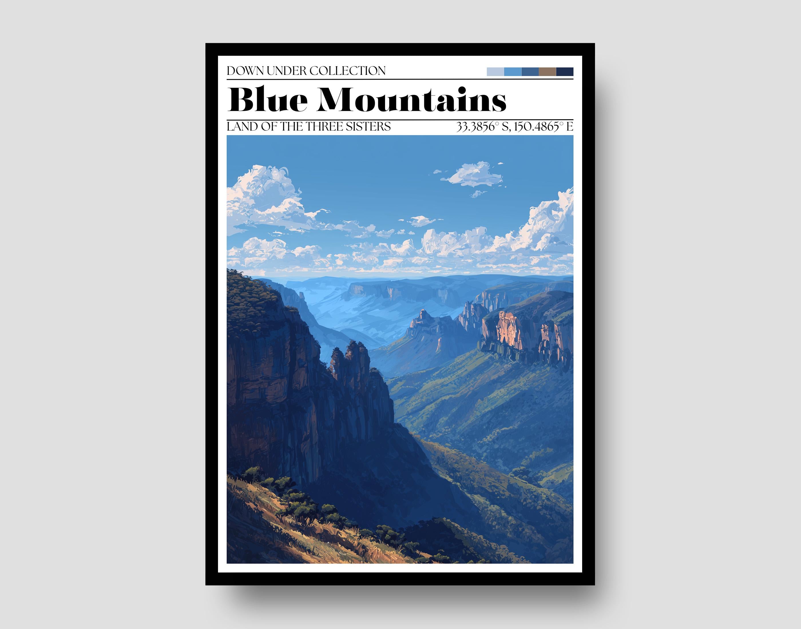 Blue Mountains Australia Art Print – Sydney Travel Poster