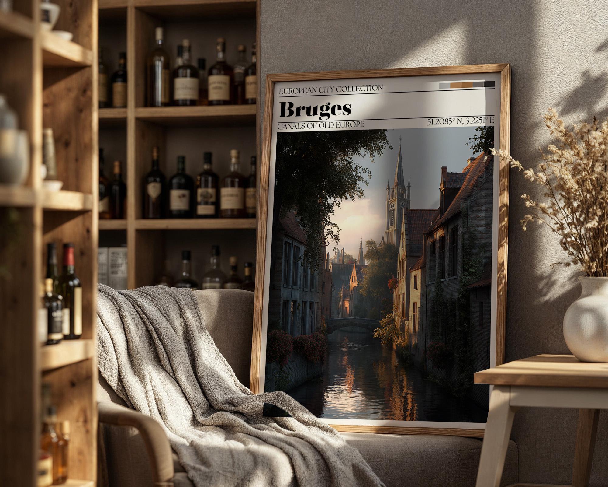 Bruges, Belgium Travel Poster – Bruges Wall Art Print