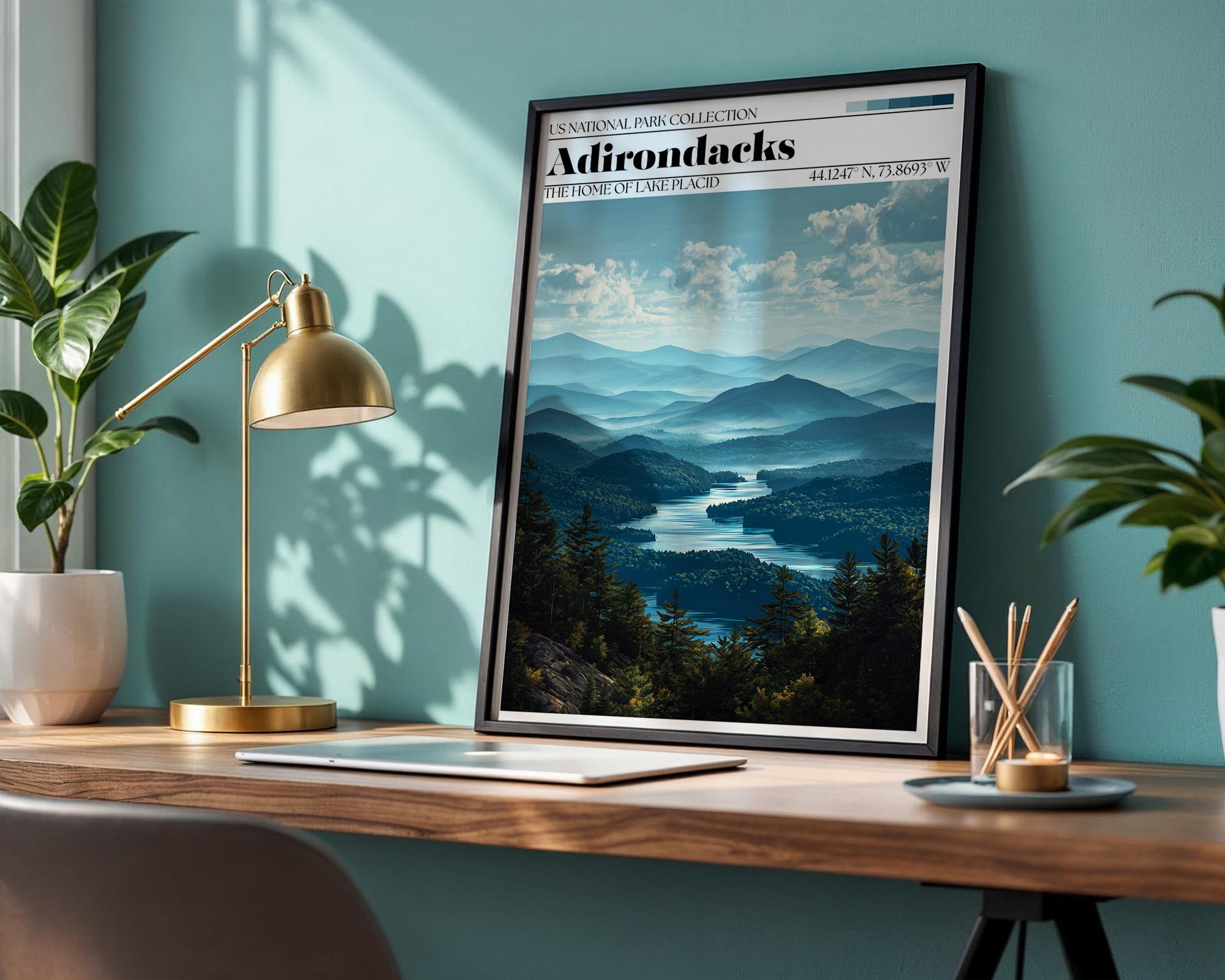 Adirondack National Park Poster - New York Lake Landscape Art