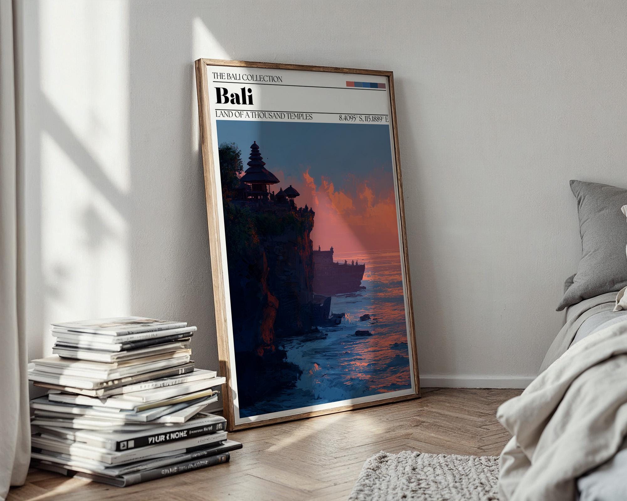 Bali Sunset Travel Poster – Bali Temple Wall Art Print